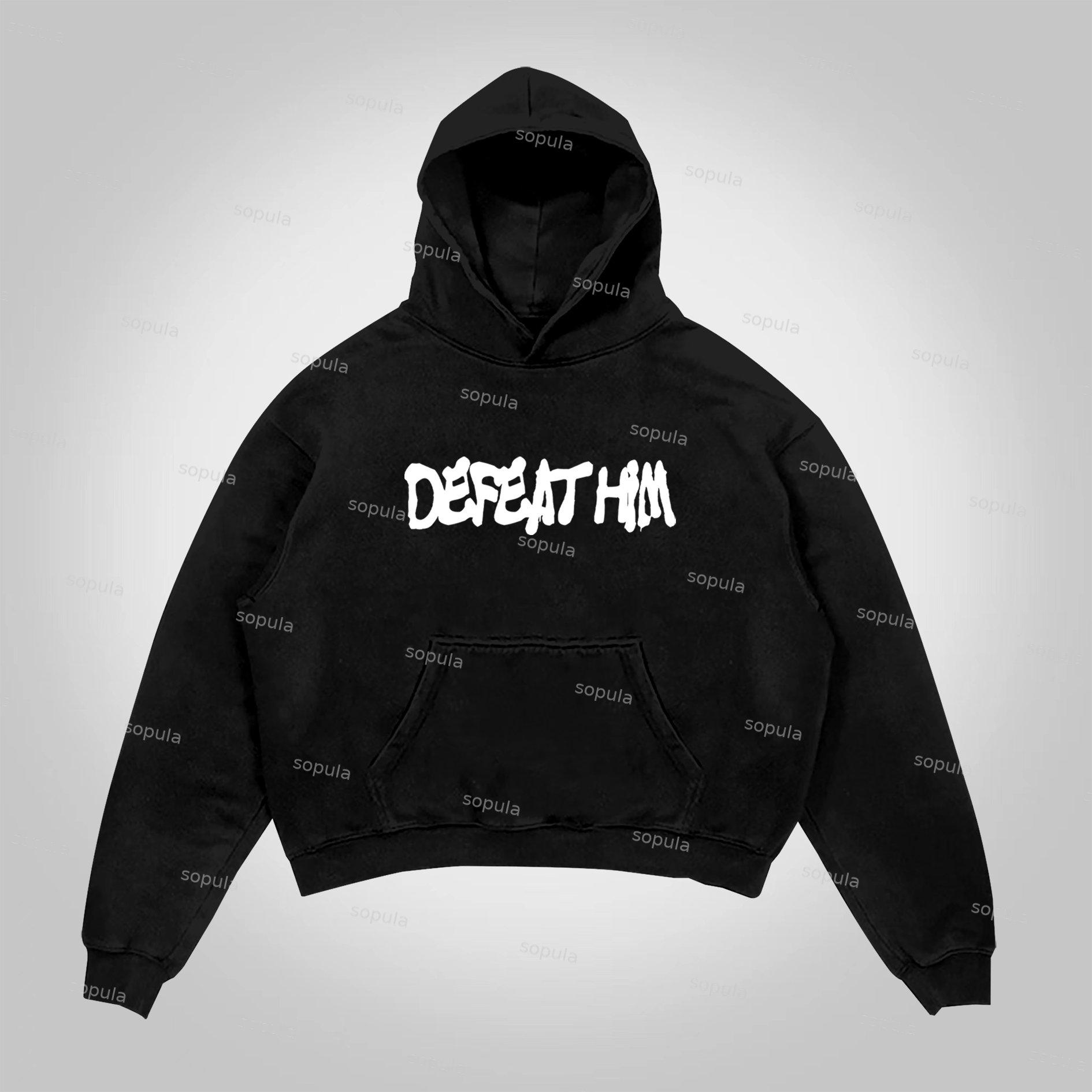 Sopula Vintage Boxer Defeat Him Graphic Print Pocket Hoodie Product Image