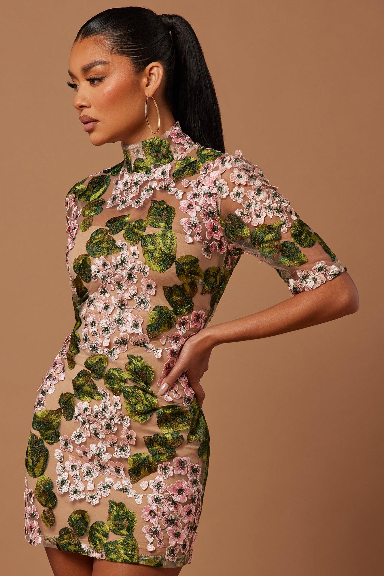Elodie Floral Embroidered Mini Dress - Pink/combo Product Image