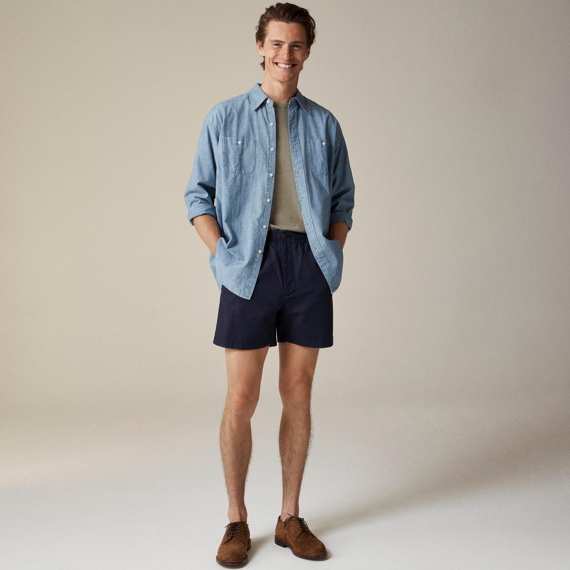 Giant-fit organic cotton chambray workshirt Product Image