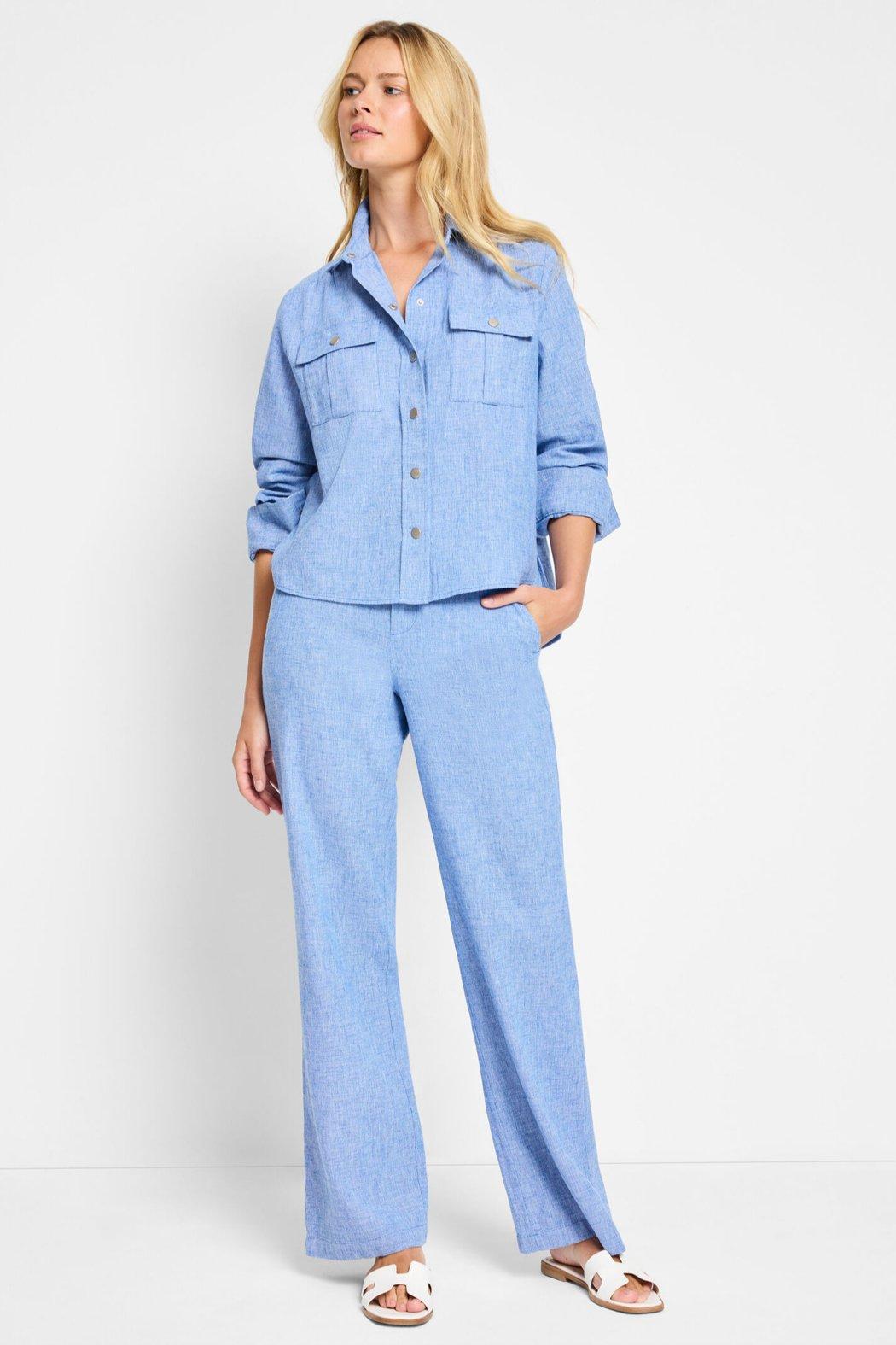 All-Around Shirt Jacket- Blue Mix Product Image