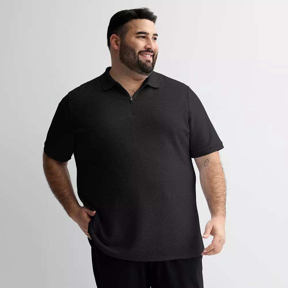 Big & Tall FLX Textured Knit Zipper Polo, Men's,  Product Image