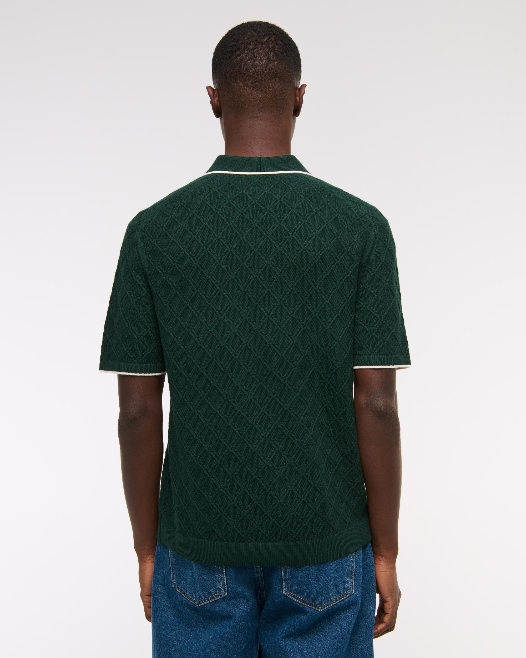 Preppy Tipped Johnny Collar Sweater Polo Product Image