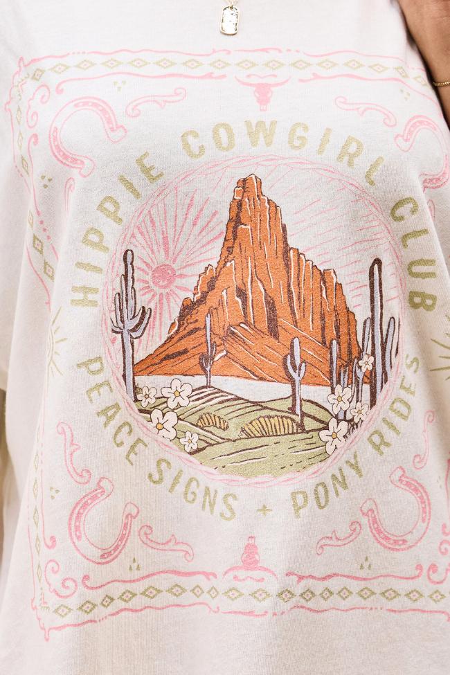 Hippie Cowgirl Club Off White Oversized Graphic Tee Product Image