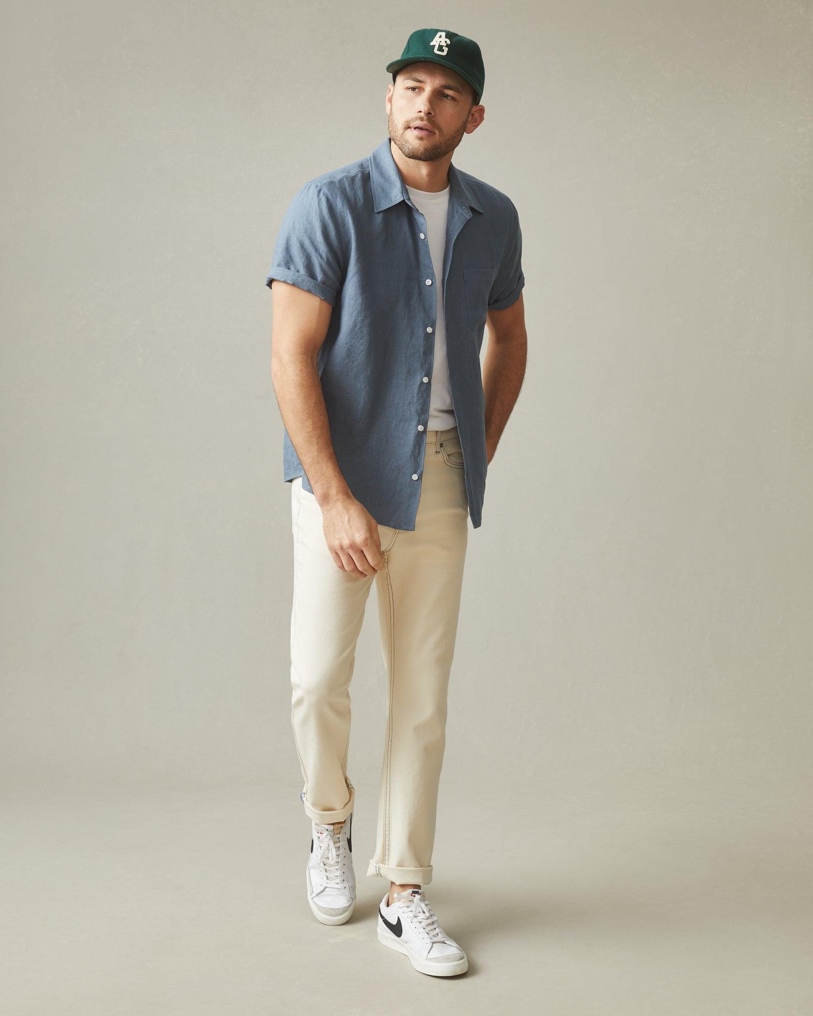 Men's Linen Shirt - Slate Blue Product Image