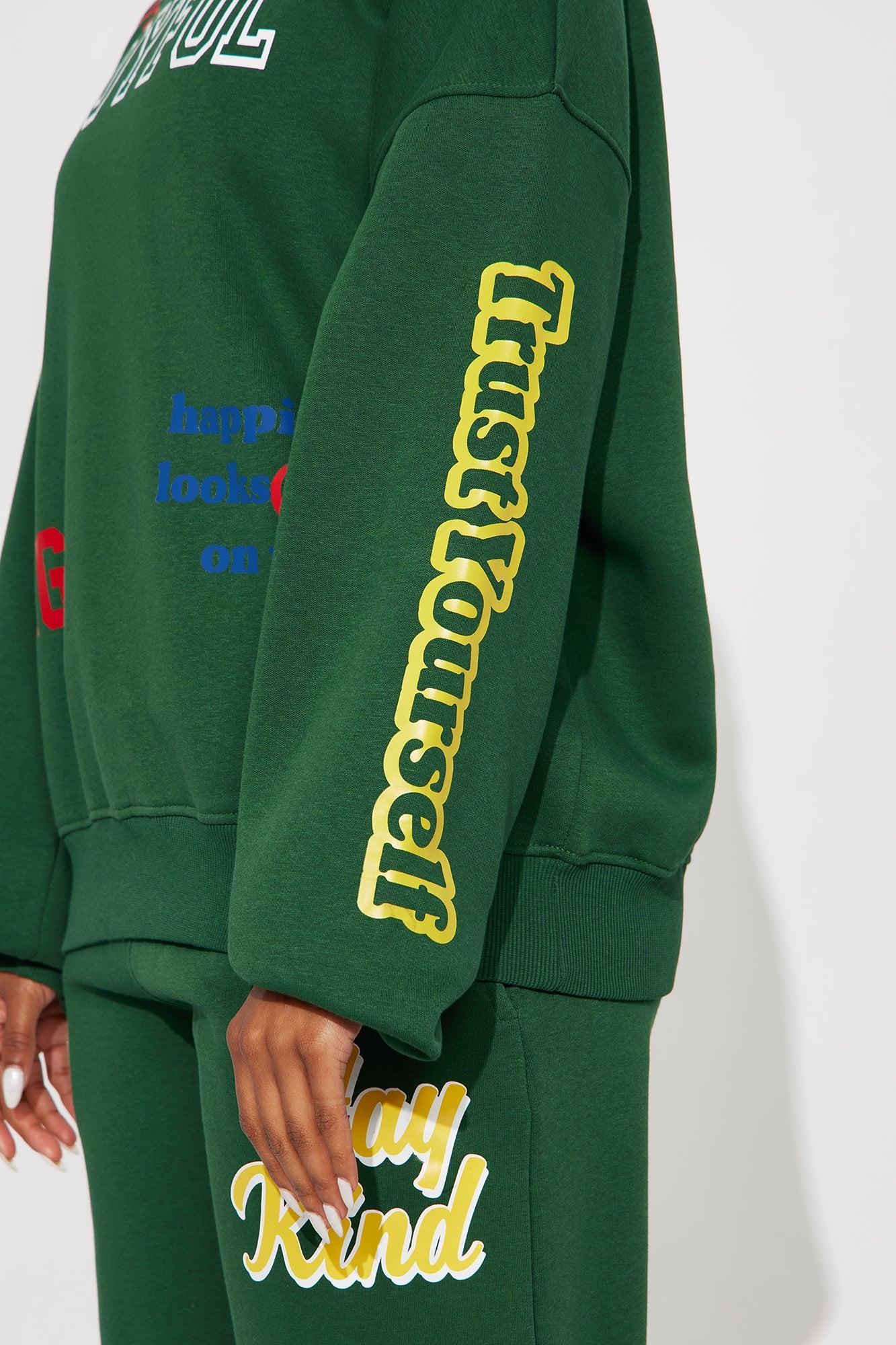 Optimism Overload Fleece Jogger Set - Green Female Product Image