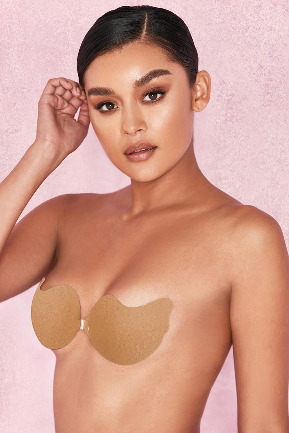 V front fastening moulded microfibre  bra - caramel Product Image