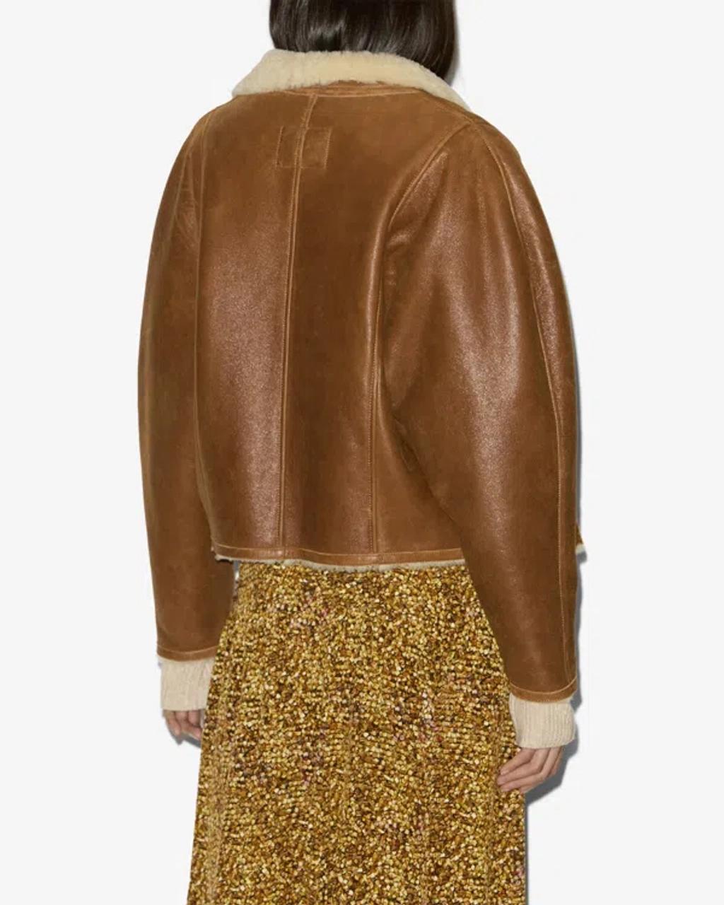 ISABEL MARANT Cropped Jacket In Smooth Lambskin In Brown Product Image