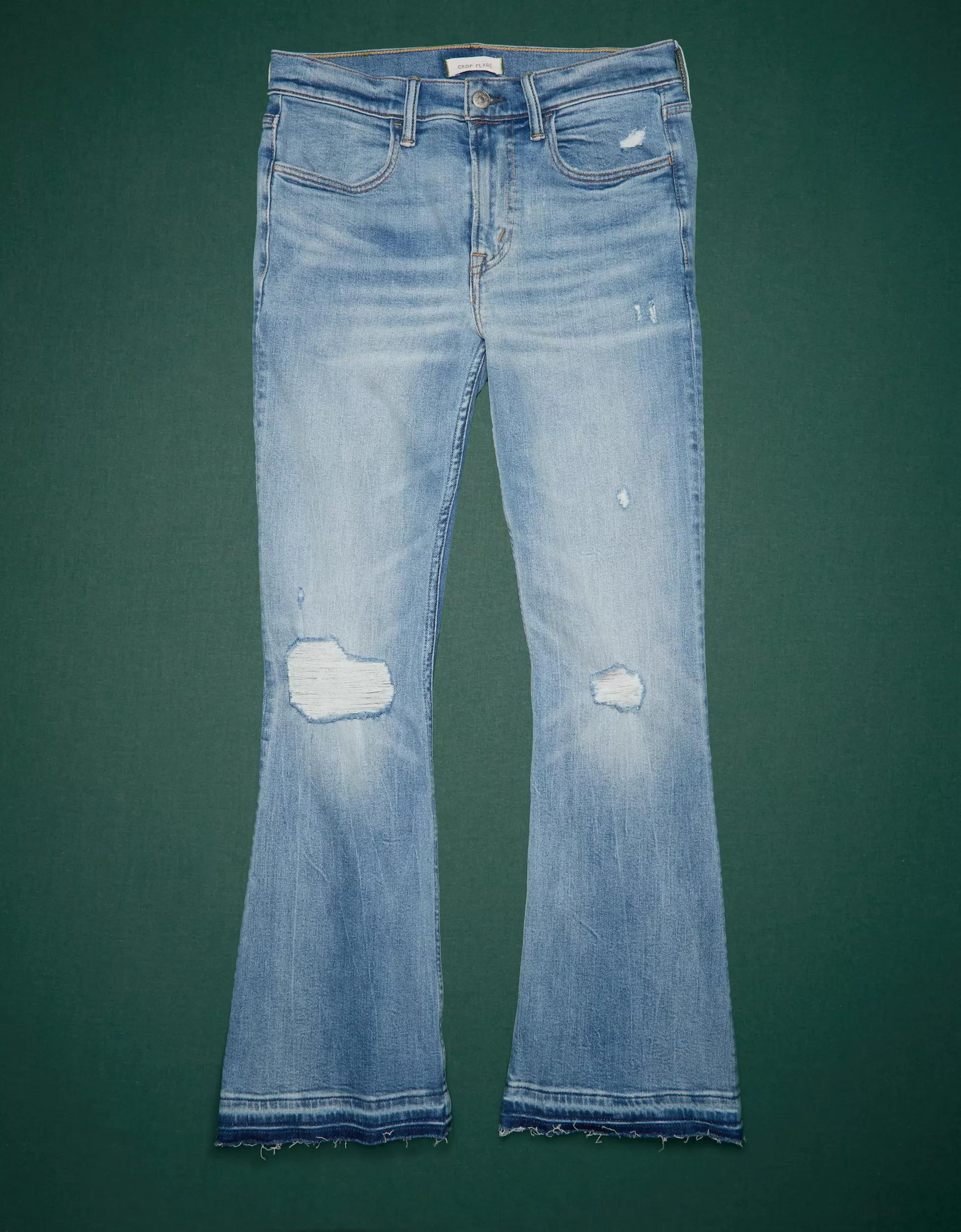 AE77 Premium High-Waisted Crop Flare Jean Product Image