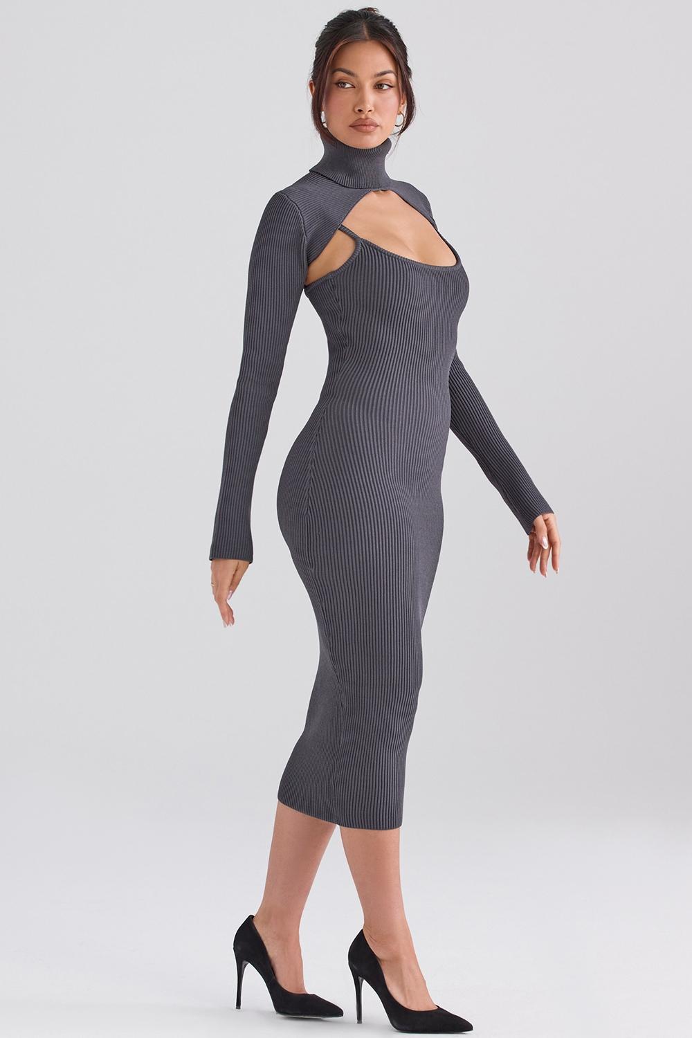 Meliora  charcoal knit midi dress - sale Product Image
