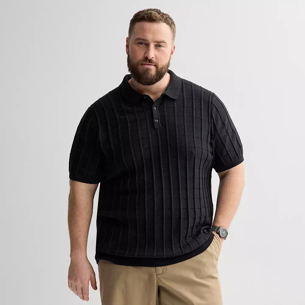 Big & Tall Apt. 9® Short Sleeve Textural Sweater Polo, Men's,  Product Image