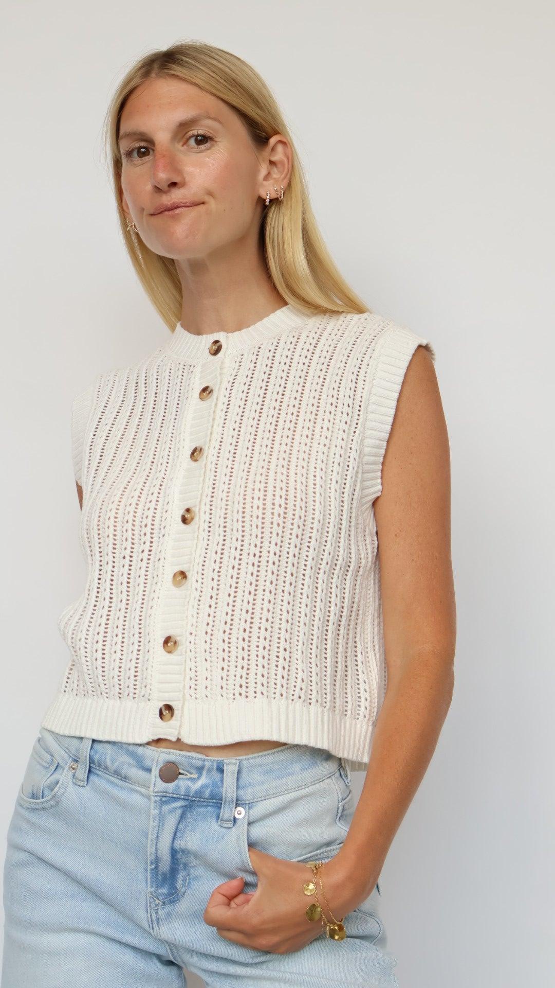 Classic Knit Button-Front Vest Product Image