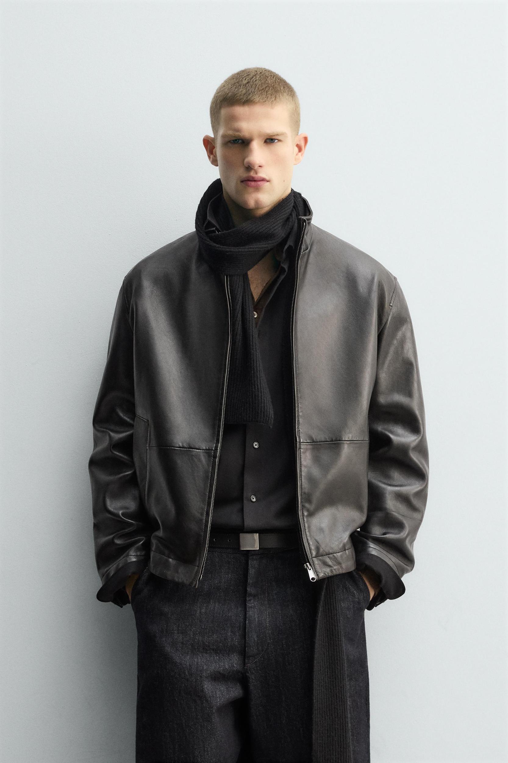 RELAXED FIT LEATHER JACKET Product Image