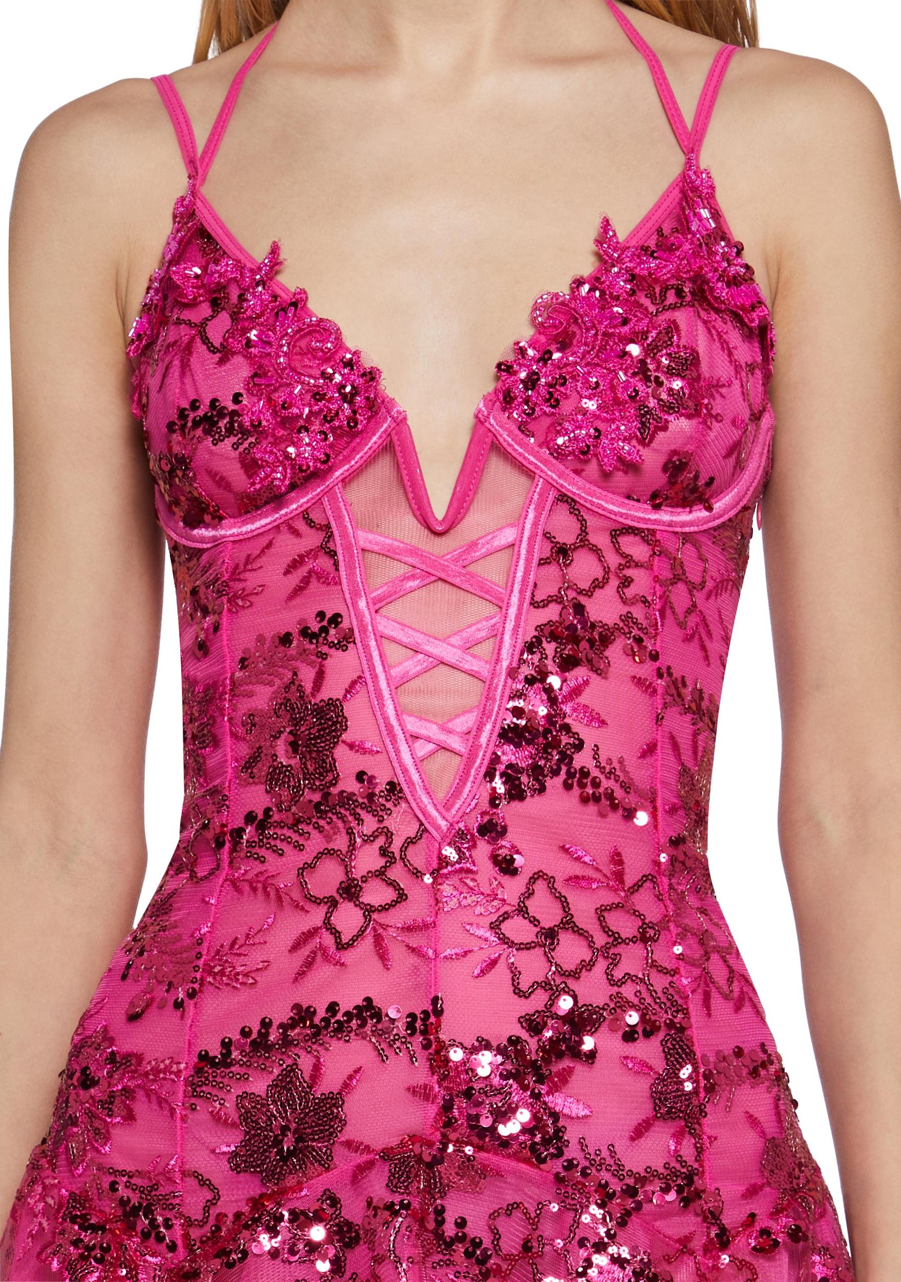 Womens Sequin Mini Dress Club Exx - Pink Product Image