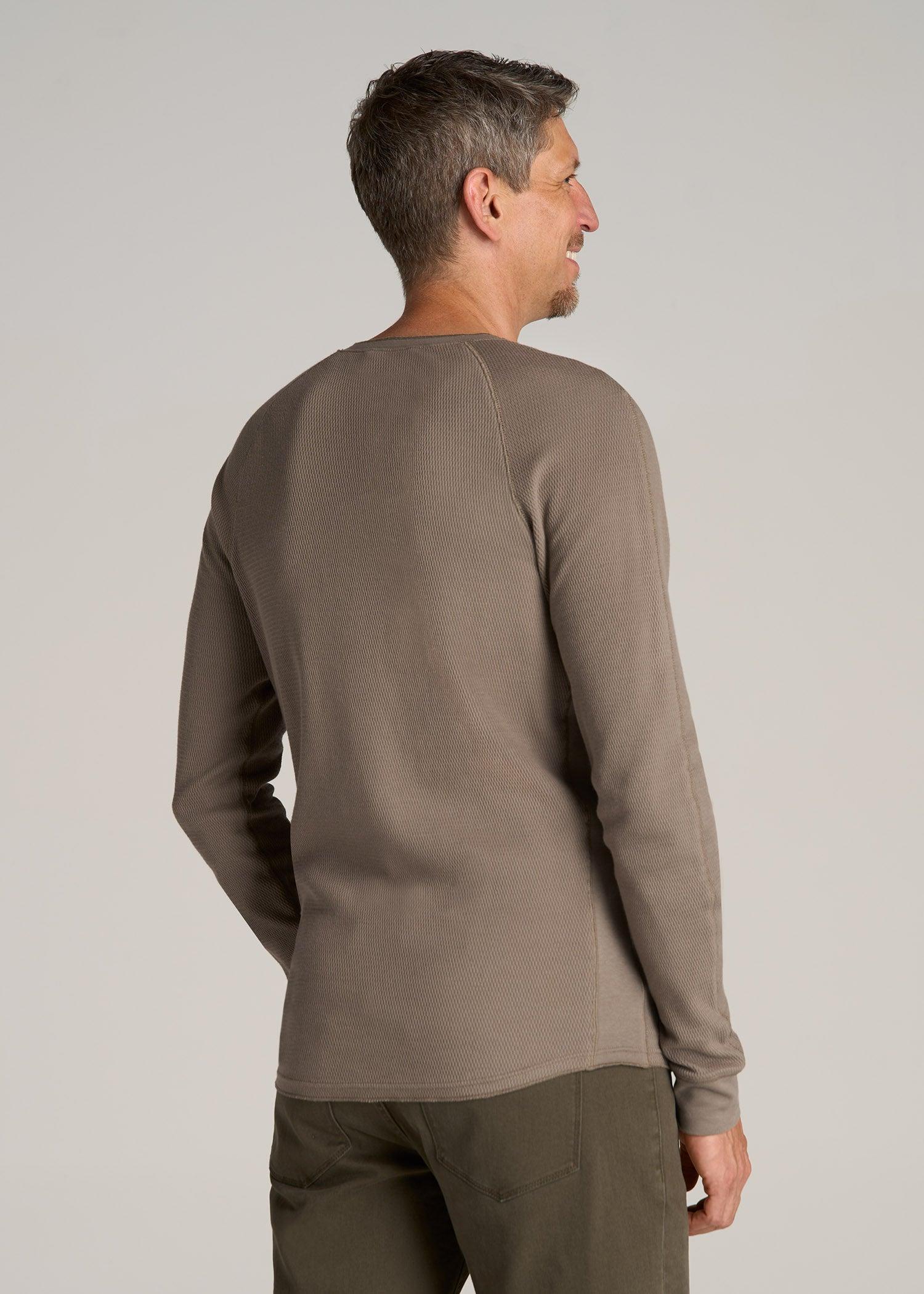 Double Honeycomb Thermal Long-Sleeve Henley Shirt for Tall Men in Dark Sand Male Product Image