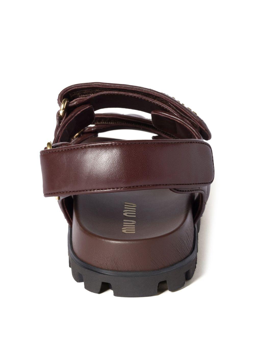 Sporty matelassé leather sandals Product Image