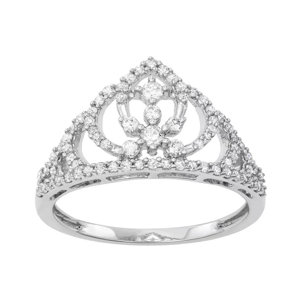 HDI Sterling Silver 1/2 Carat T.W. Diamond Tiara Ring, Women's,  Product Image