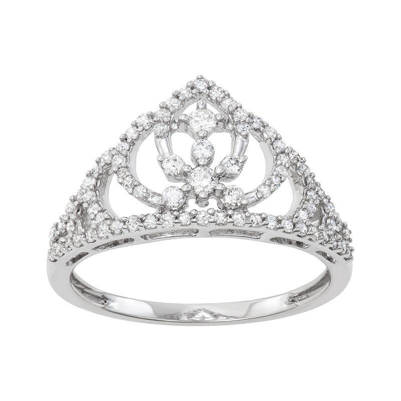 HDI Sterling Silver 1/2 Carat T.W. Diamond Tiara Ring, Women's,  Product Image
