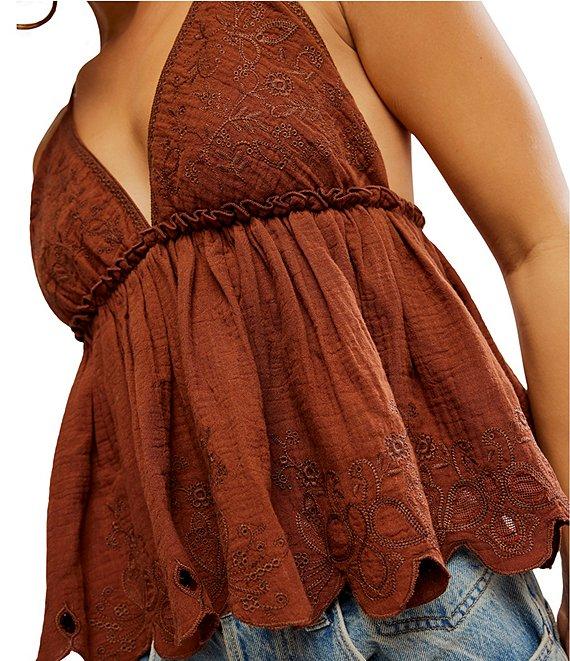 Free People Sunny Days Embroidered Plunge V-Neck Sleeveless Cami Product Image