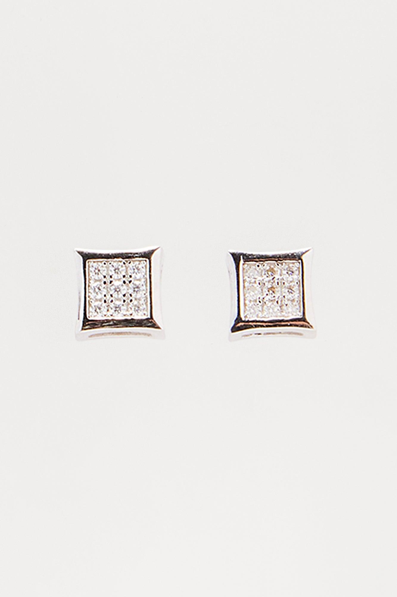 Moissanite Square Cluster Stud Earing Set - Silver Product Image