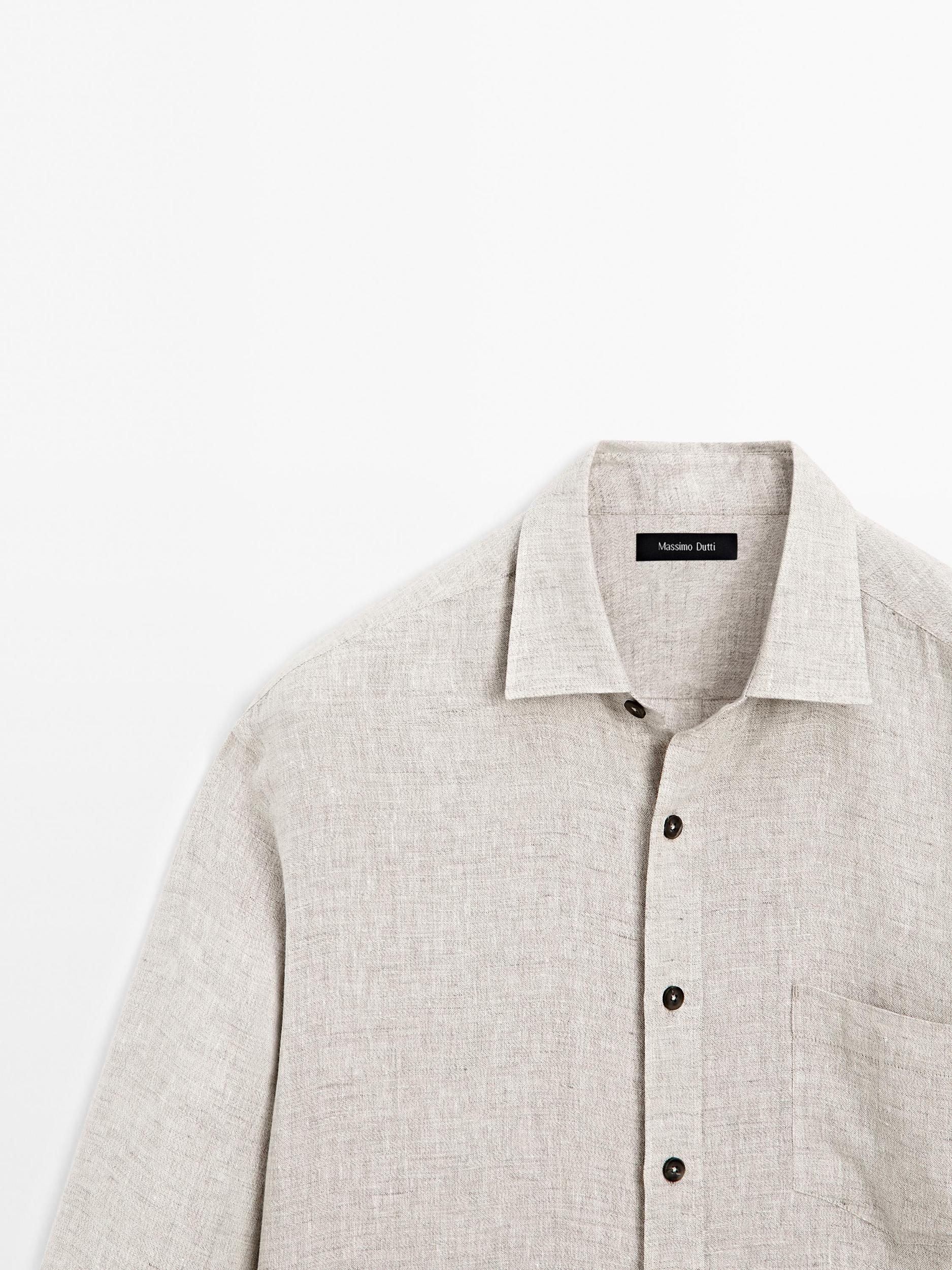 100% linen regular fit shirt Product Image