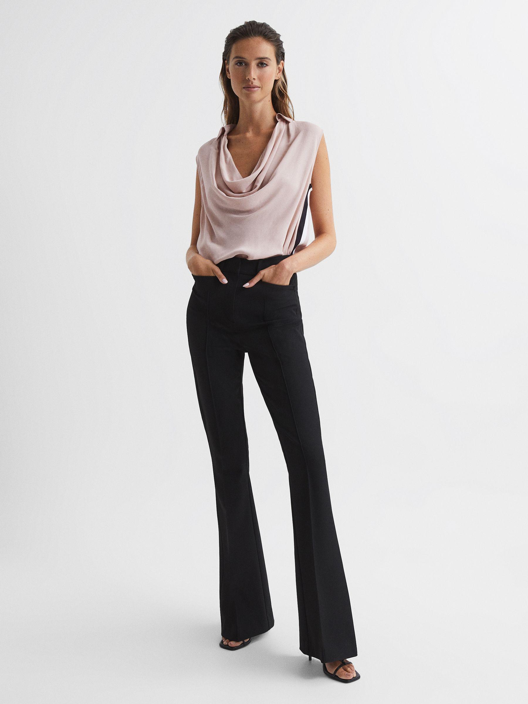 Cowl Front Sleeveless Blouse in Nude Product Image