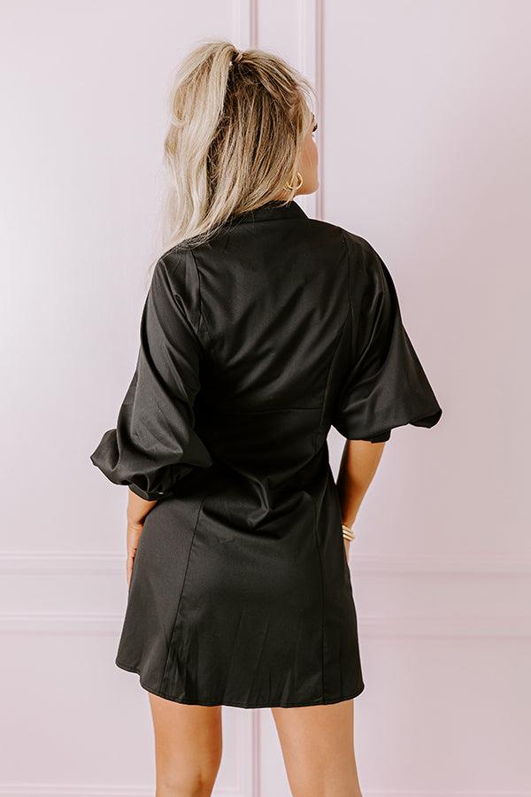 Mykonos Stroll Button Down Mini Dress in Black Product Image