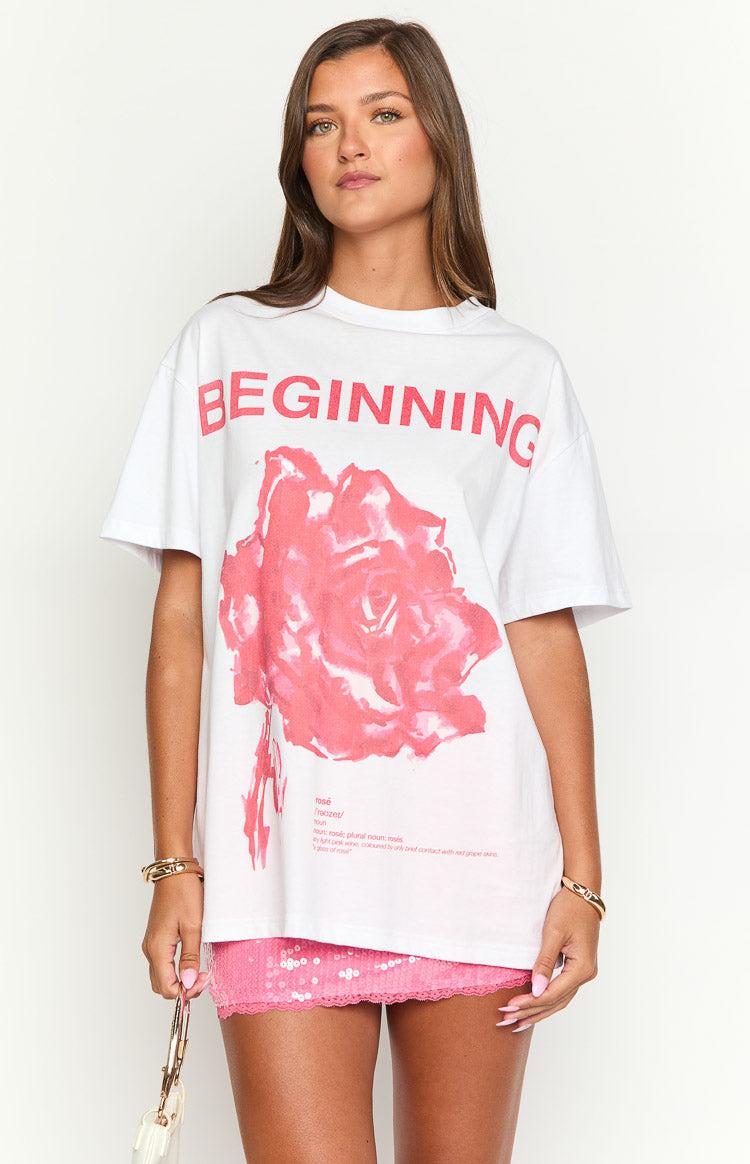 Beginning Rose White Tee Product Image