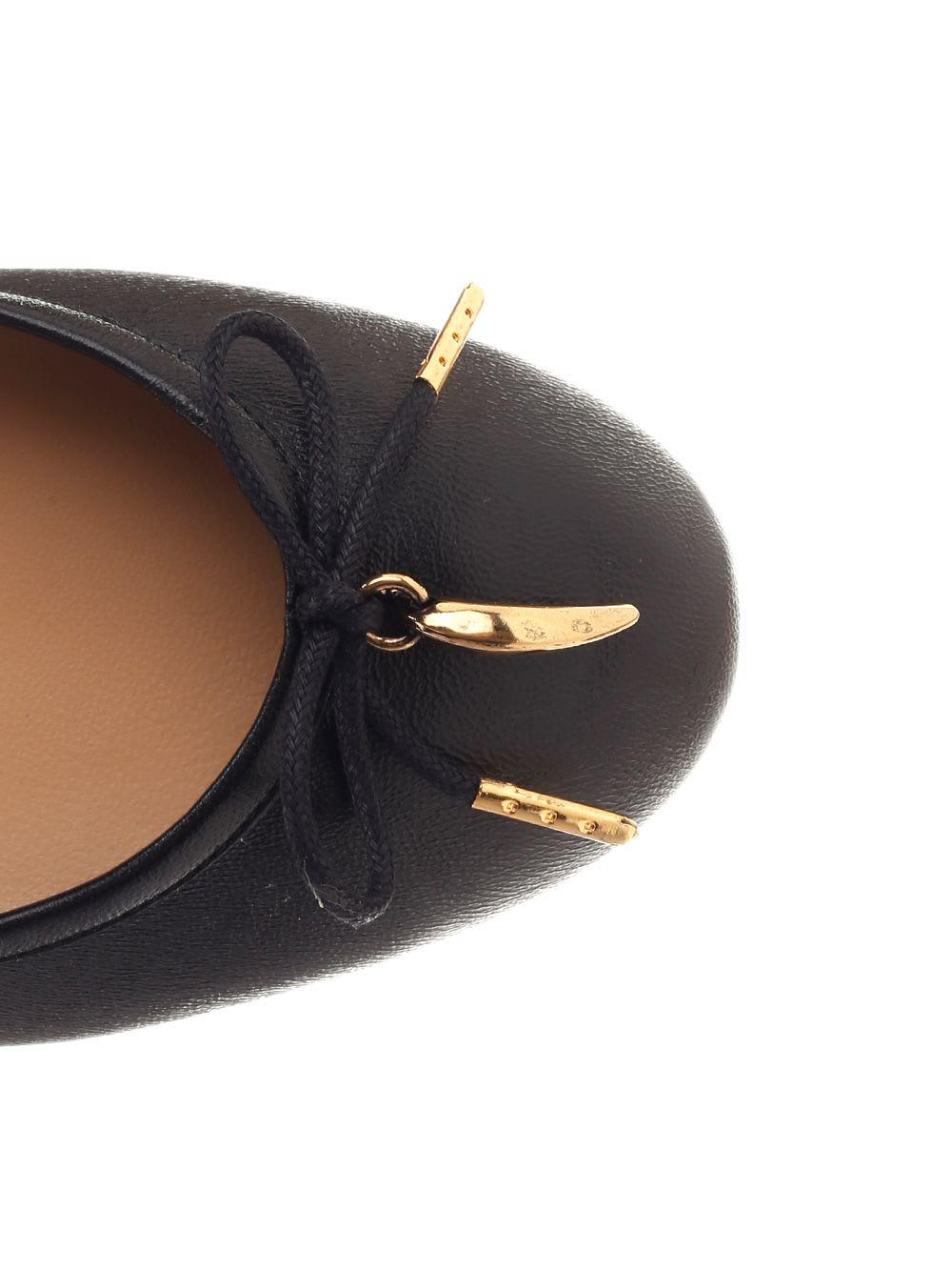 CHLOÉ Bow Detail Round Toe Flat Sole Ballerina Shoes In Black Product Image