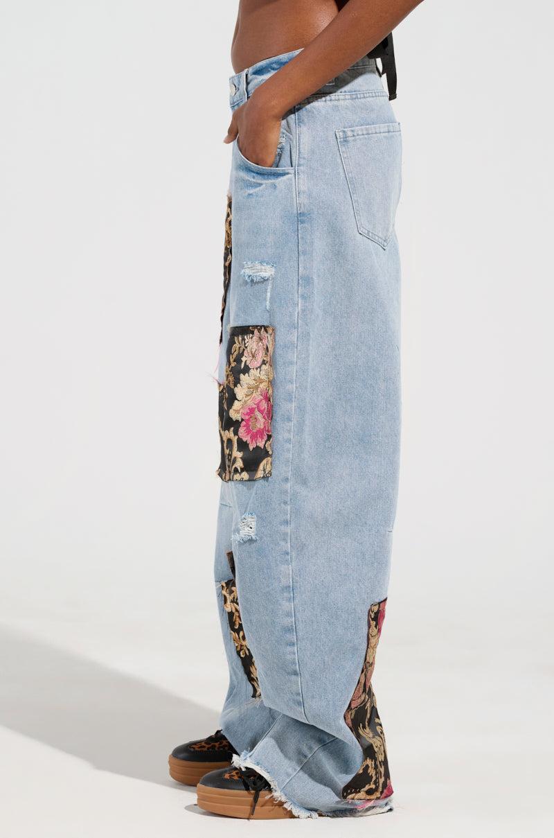 QUEENDOM BROCADE PATCH RELAXED DENIM Product Image