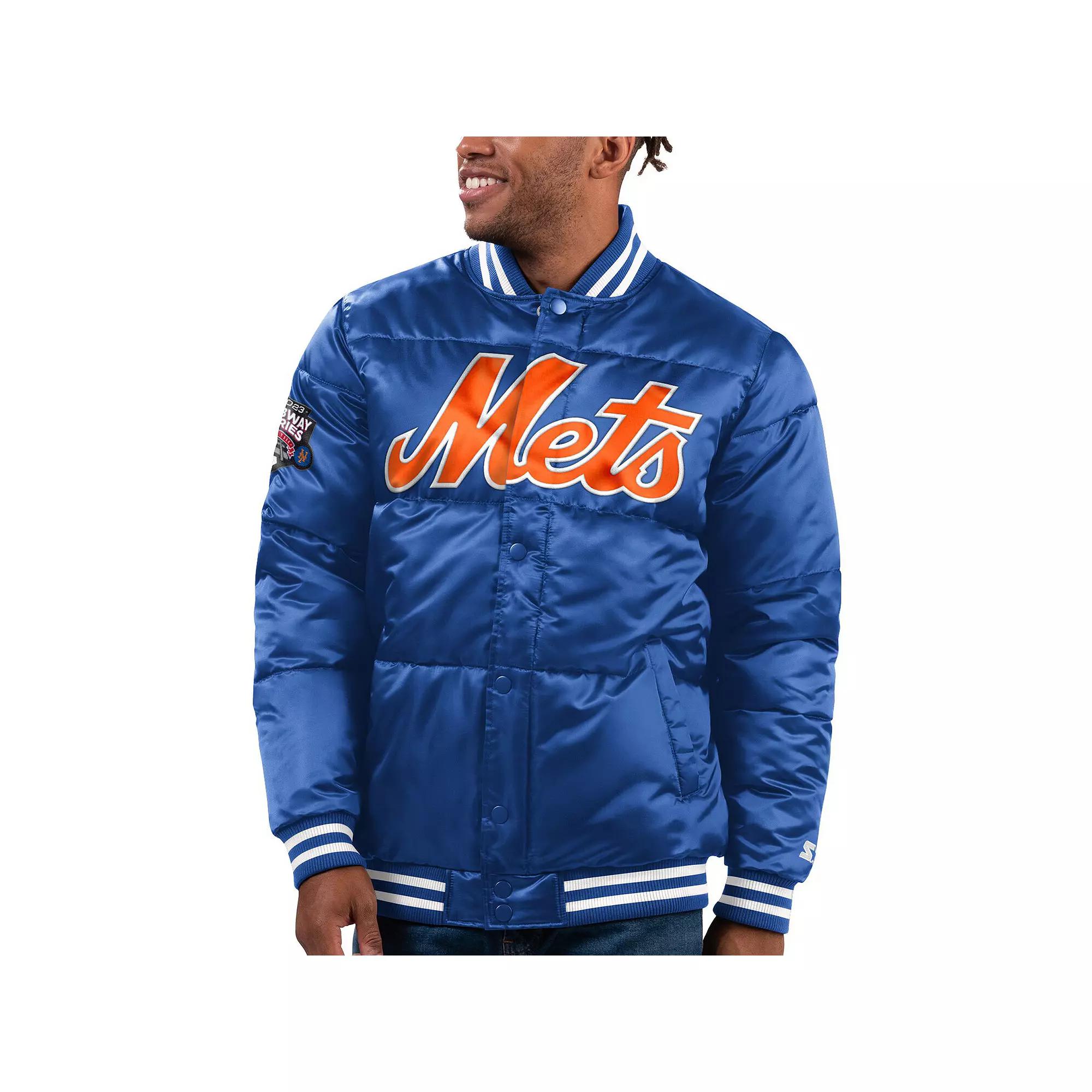Men's Starter Royal New York Mets Bronx Satin Full-Snap Bomber Jacket,  Product Image