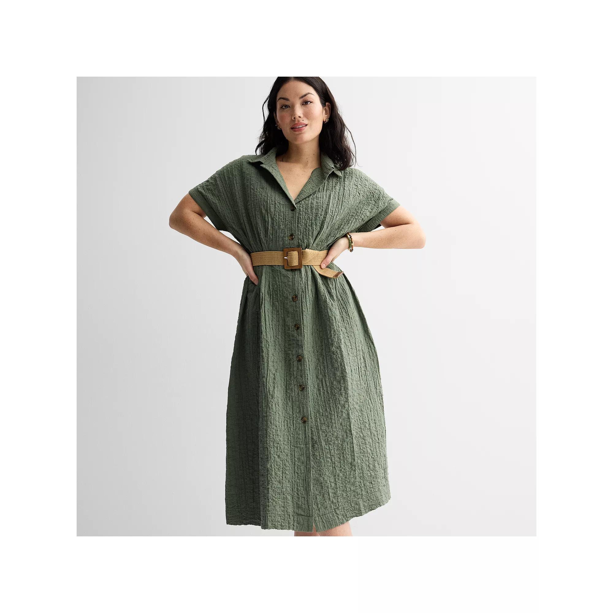 Petite Sonoma Goods For Life® Belted Dolman Sleeve Midi Dress, Women's, Size: Medium Petite, Manolo Green Product Image