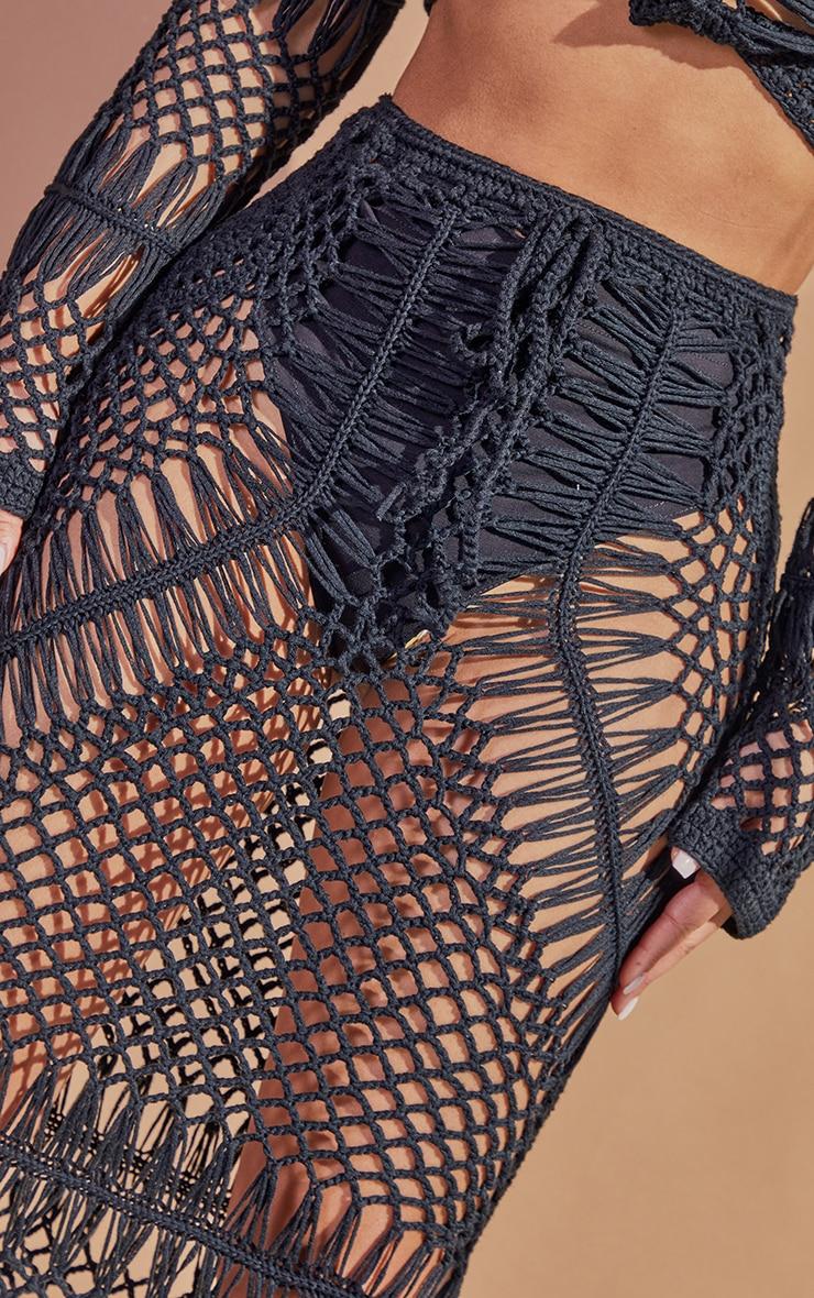Petite Black Crochet Midi Skirt Product Image