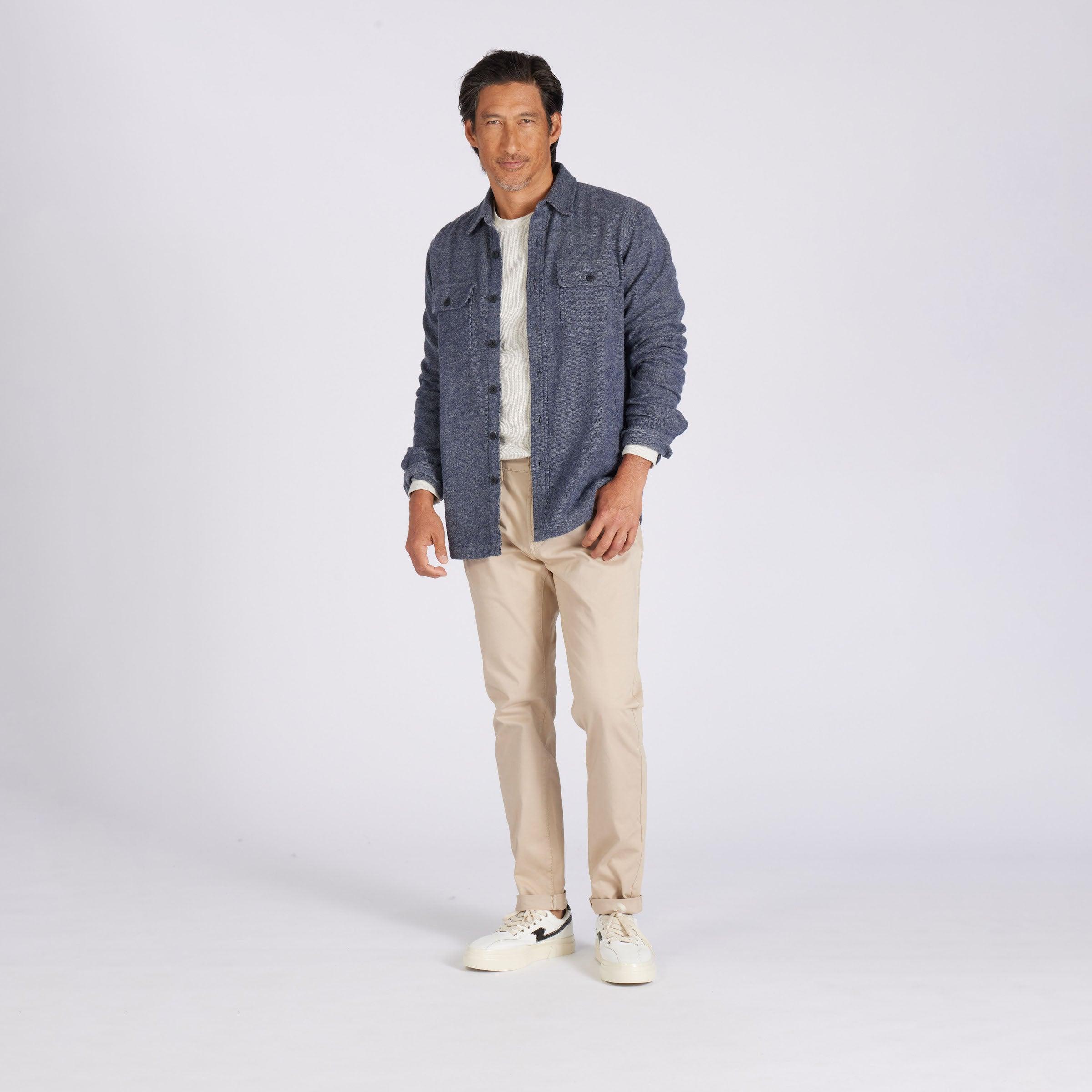 Flannel Twill Shirt Jacket - Sky Captain Product Image