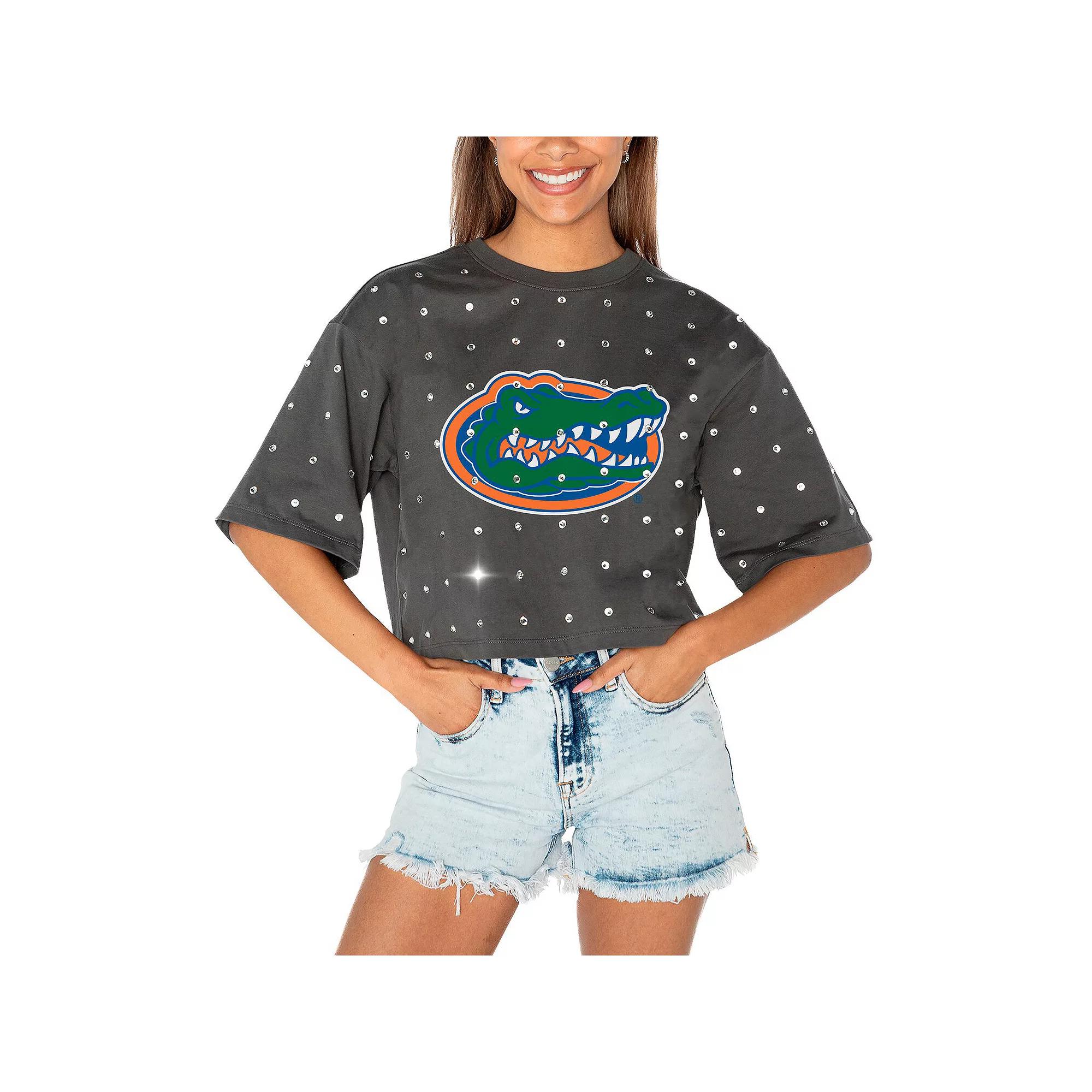 Women's Gameday Couture Gray Oklahoma Sooners Go Time Rhinestone Crop T-Shirt, Size: Medium, Grey Product Image