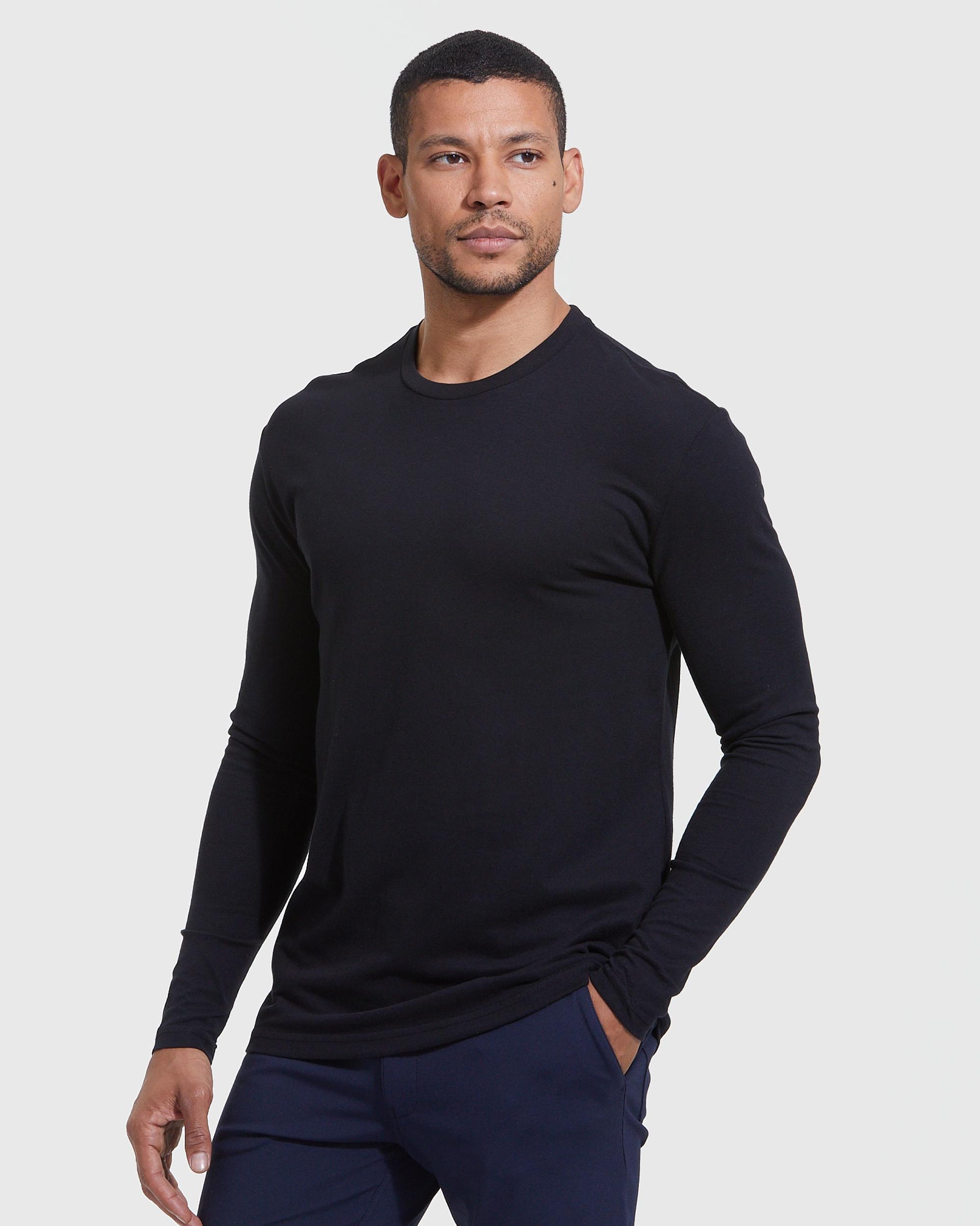 Black Classic Long Sleeve Crew Neck 3-Pack Product Image