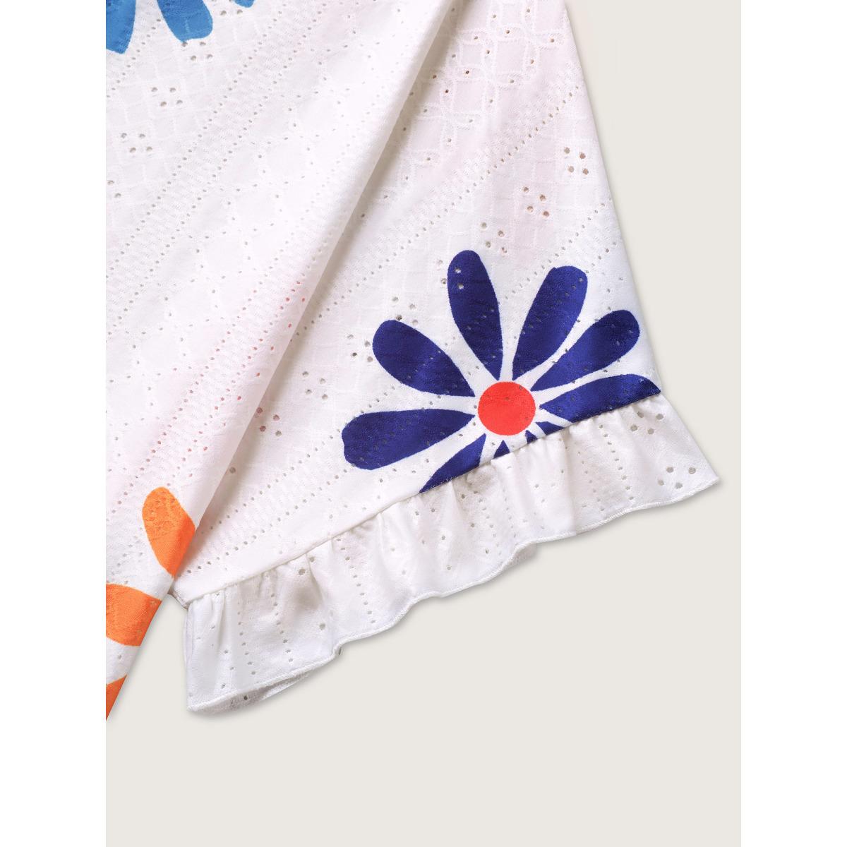 Plus Size Textured Floral Print Flowy T-Shirt WhiteSmoke Women Texture Round Neck Everyday-Elegant T-shirts BloomChic 14-16/1X Product Image