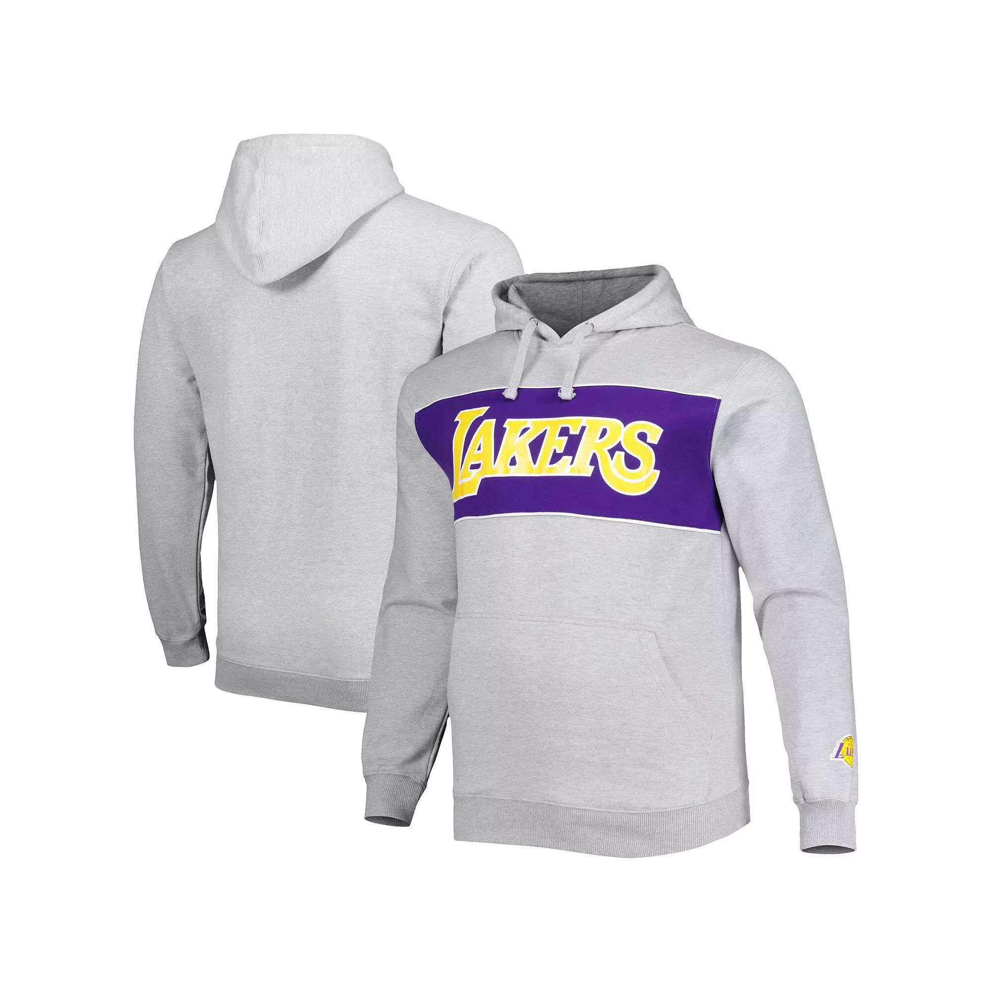 Men's Fanatics Branded Heather Gray Los Angeles Lakers Big & Tall Wordmark Pullover Hoodie, Size: 2XB, Grey Product Image