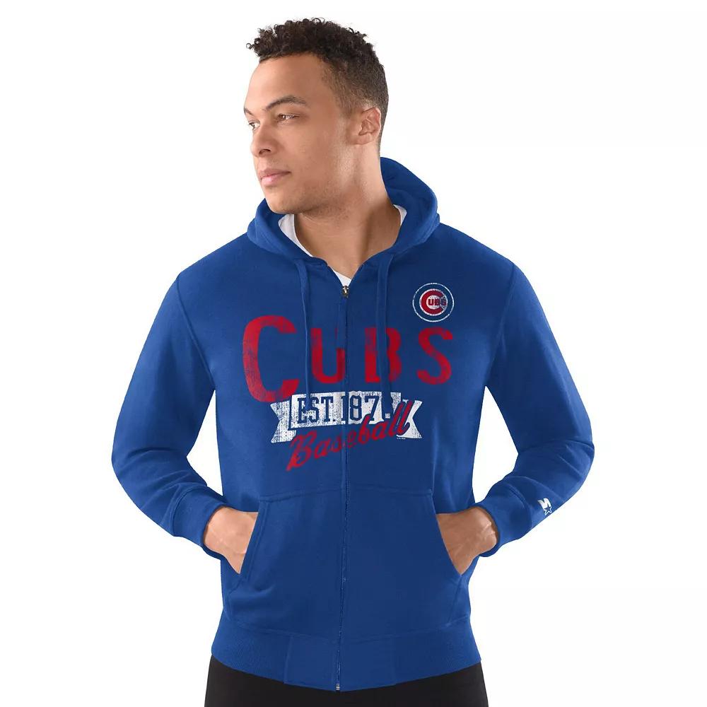 Men's Starter Royal Chicago Cubs Distressed Full-Zip Hooded Jacket,  Product Image