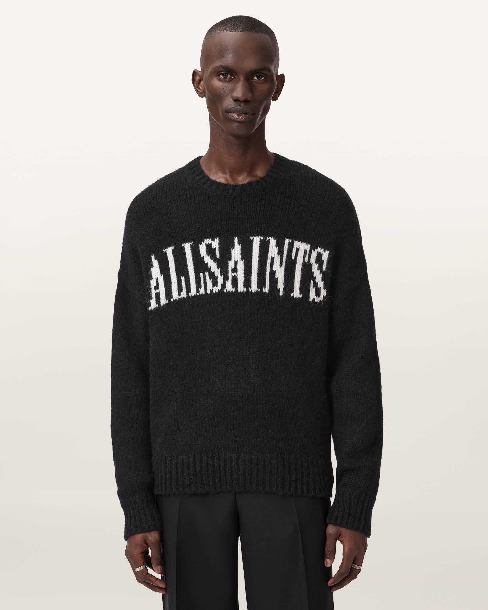 Stokes Oversized Boxy Sweater BLACK/ECRU WHITE | ALLSAINTS US Product Image