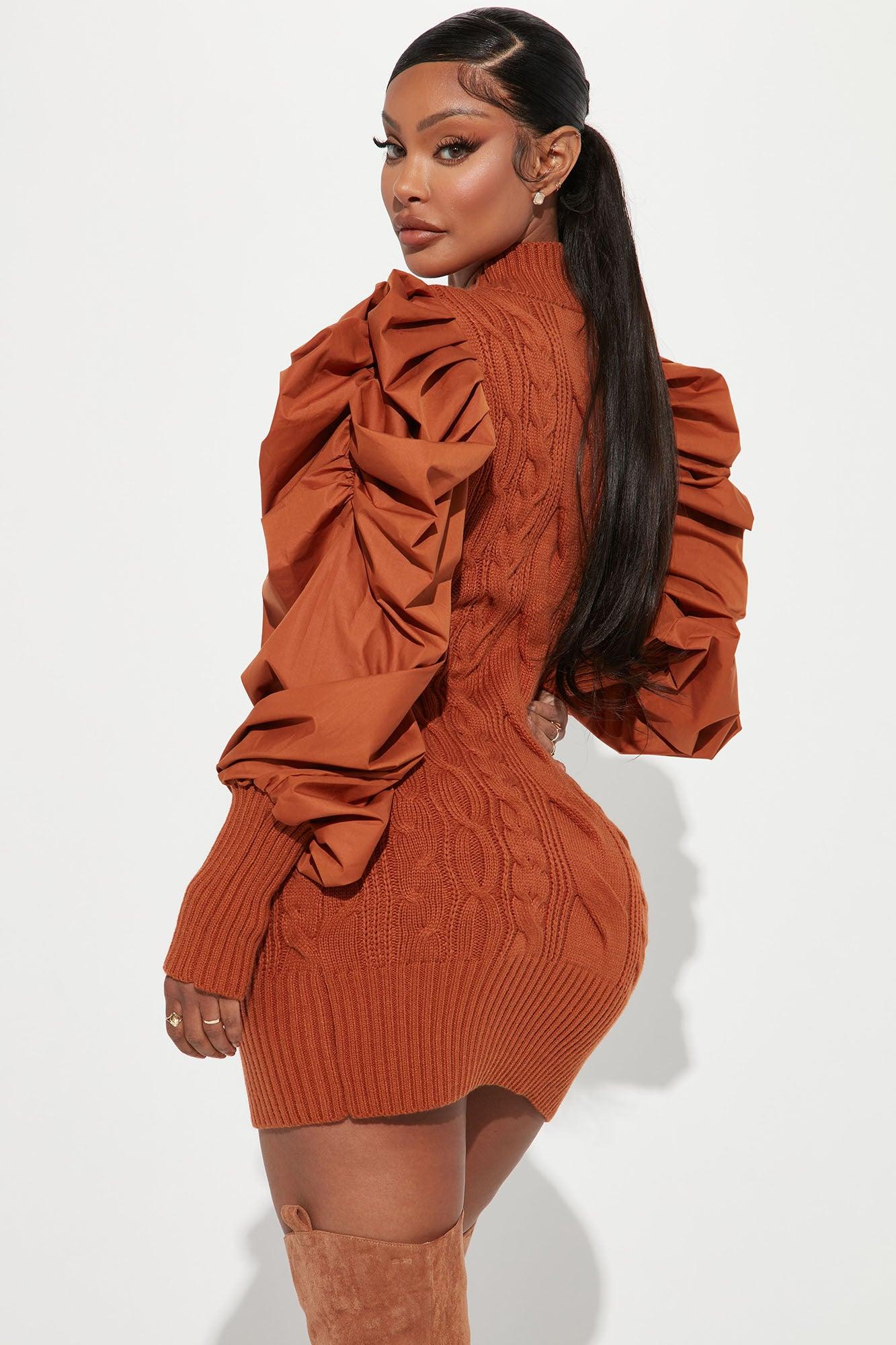 Sass And Class Sweater Mini Dress - Rust Product Image