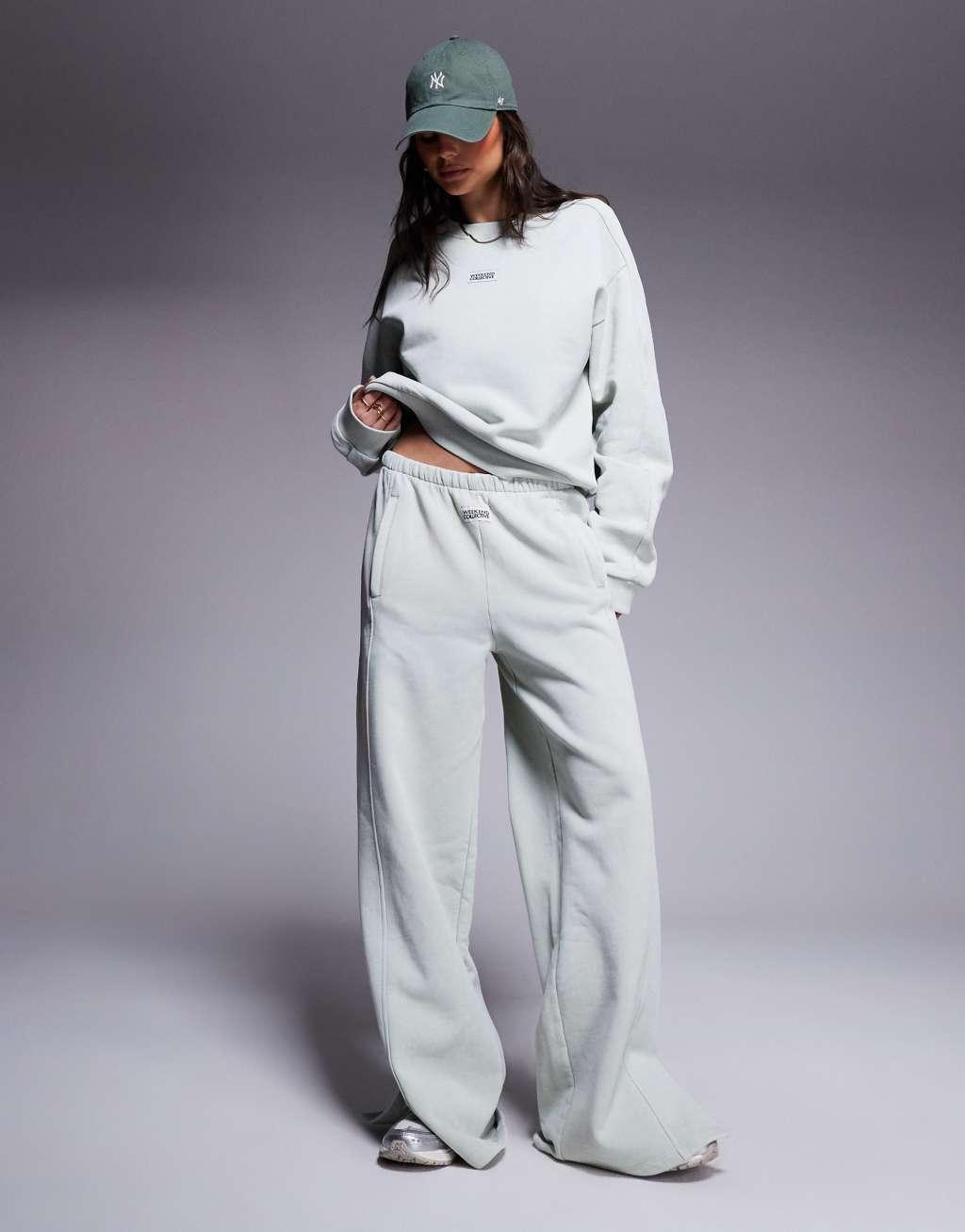Weekend Collective wide leg sweatpants in washed sage green - part of a set Product Image