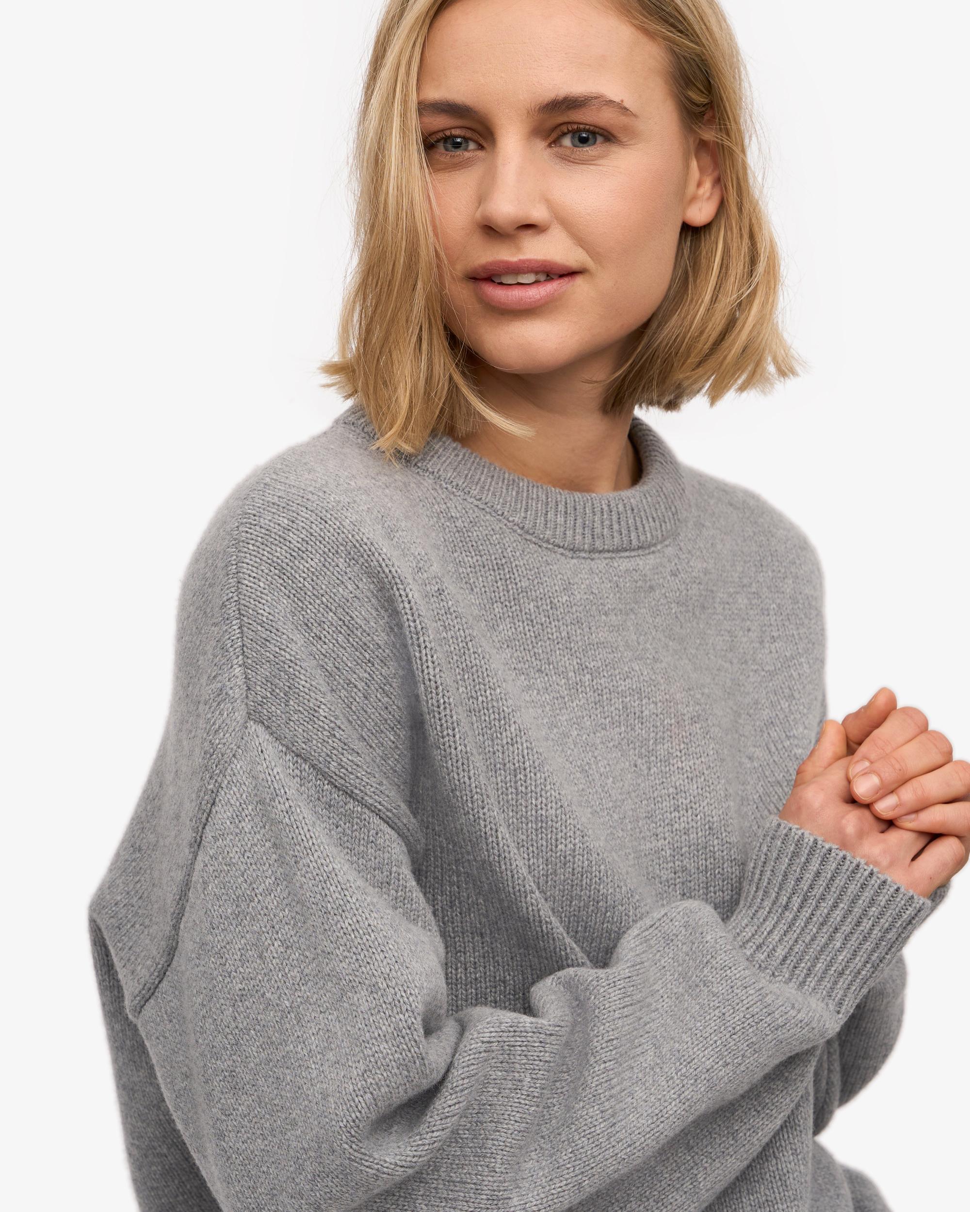 Oversized Merino Wool Crew - Heather Grey Product Image