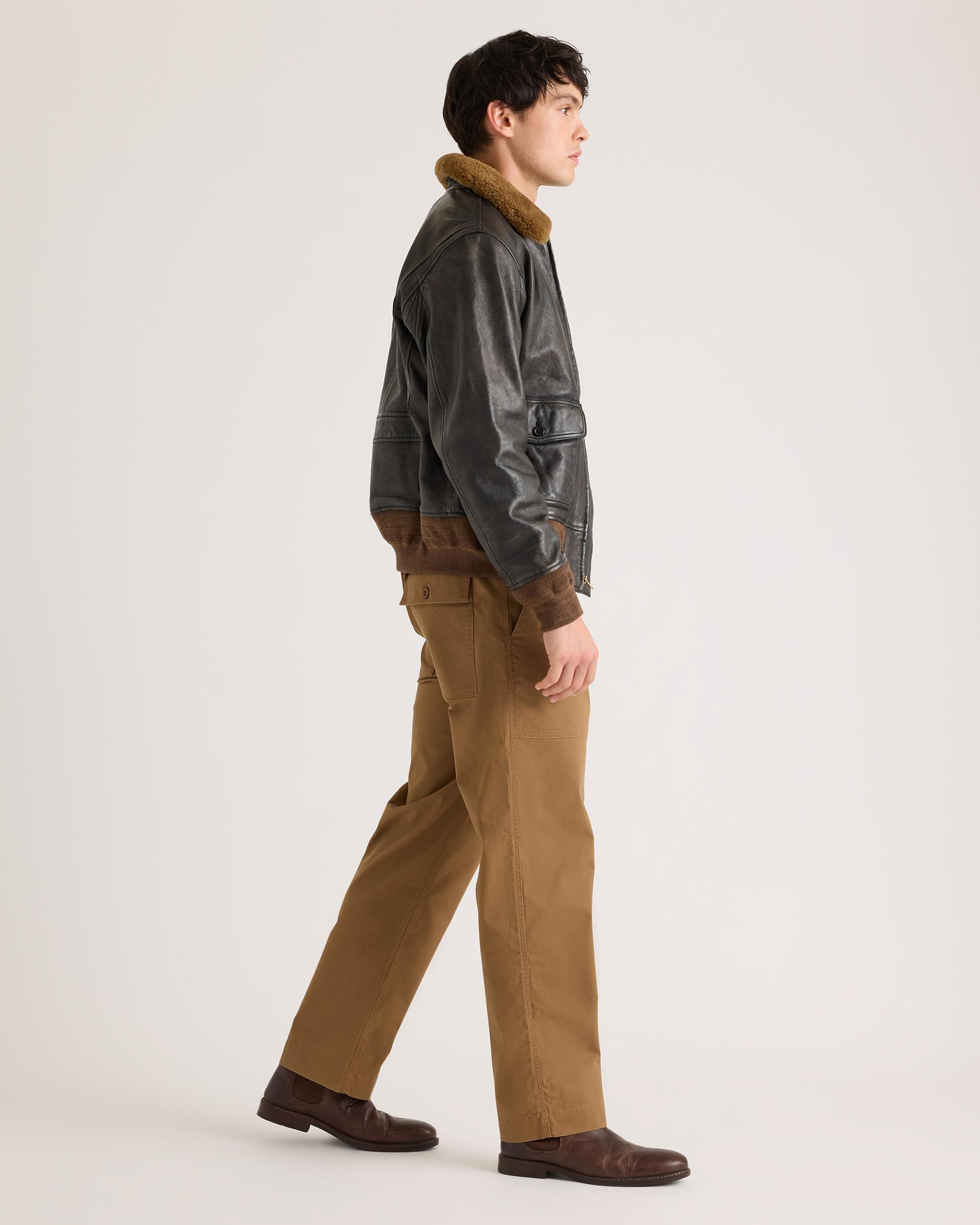 Quince | Men's Shearling Collar Leather Flight Jacket Product Image