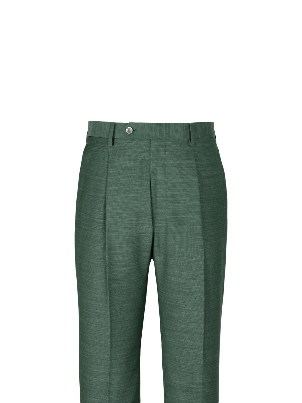 Microfiber Linen Blend Single Pleat Suit Pants - Green Product Image