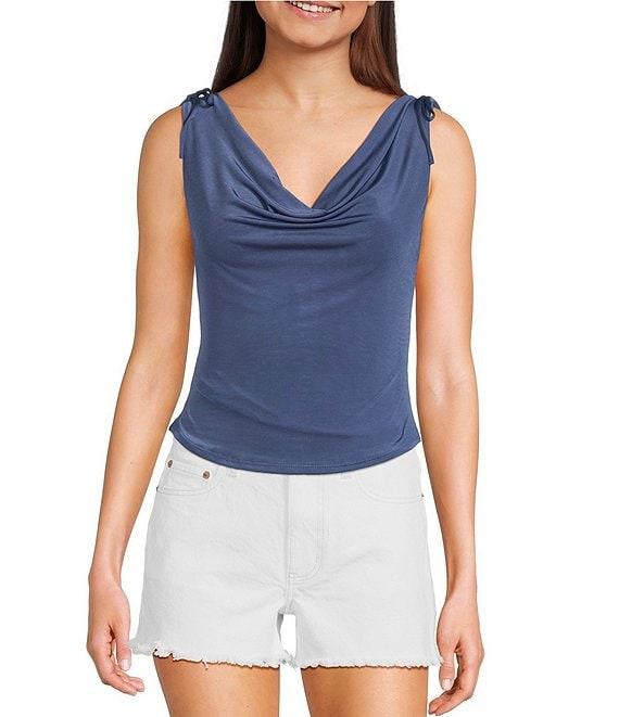 Originality Cowl Neck Tie Shoulder Top Product Image