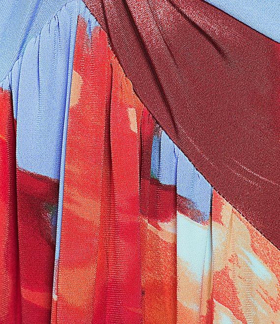 Calvin Klein V-Neck Floral Print Knot Front Midi Dress Product Image