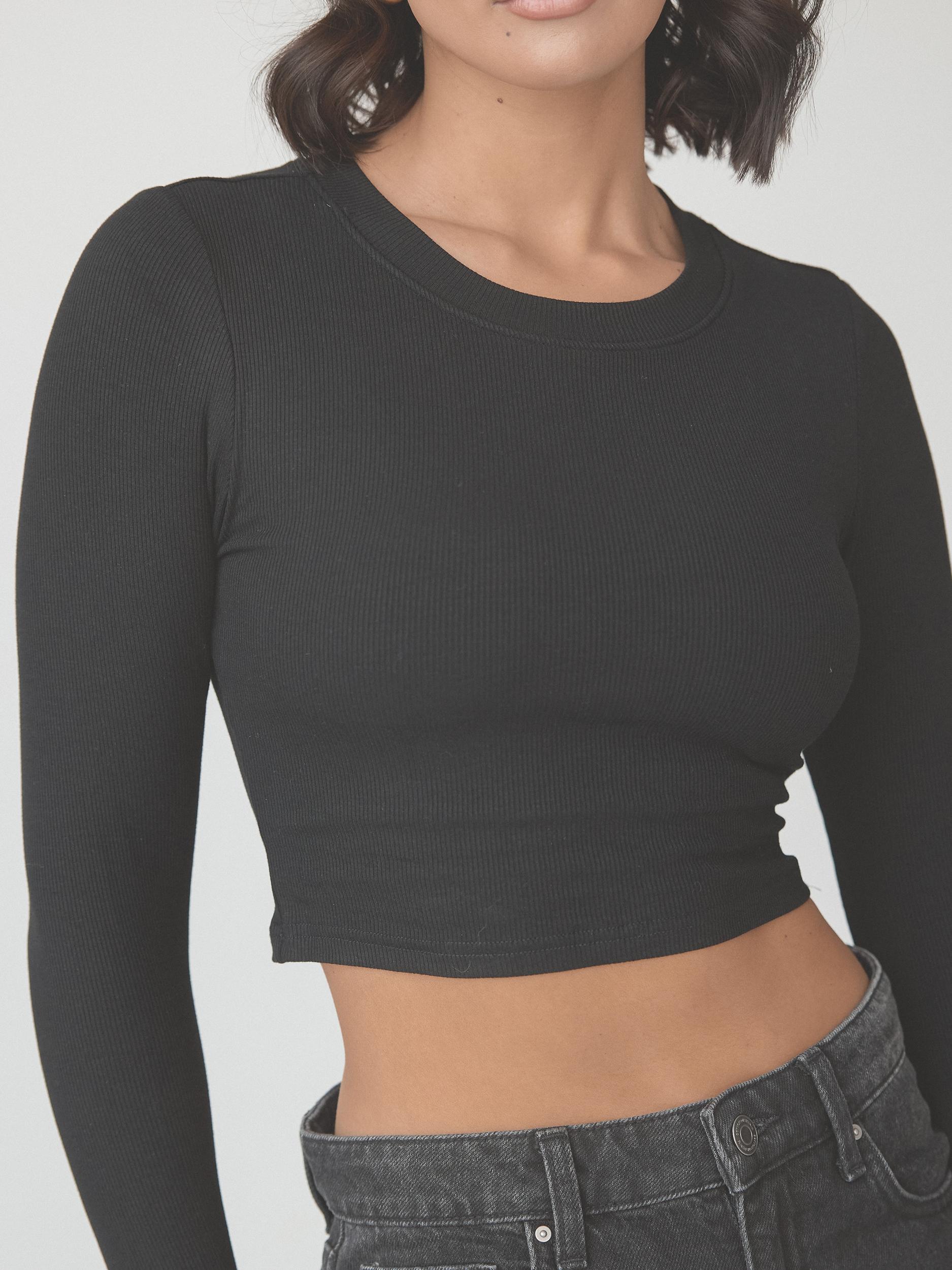 Ribbed Crew Neck Long Sleeve Crop Product Image