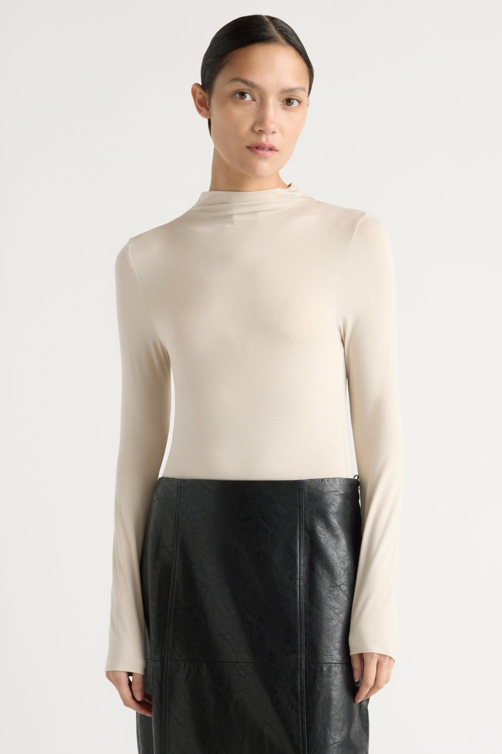 Ava Mock-Neck Long-Sleeve Tee Product Image