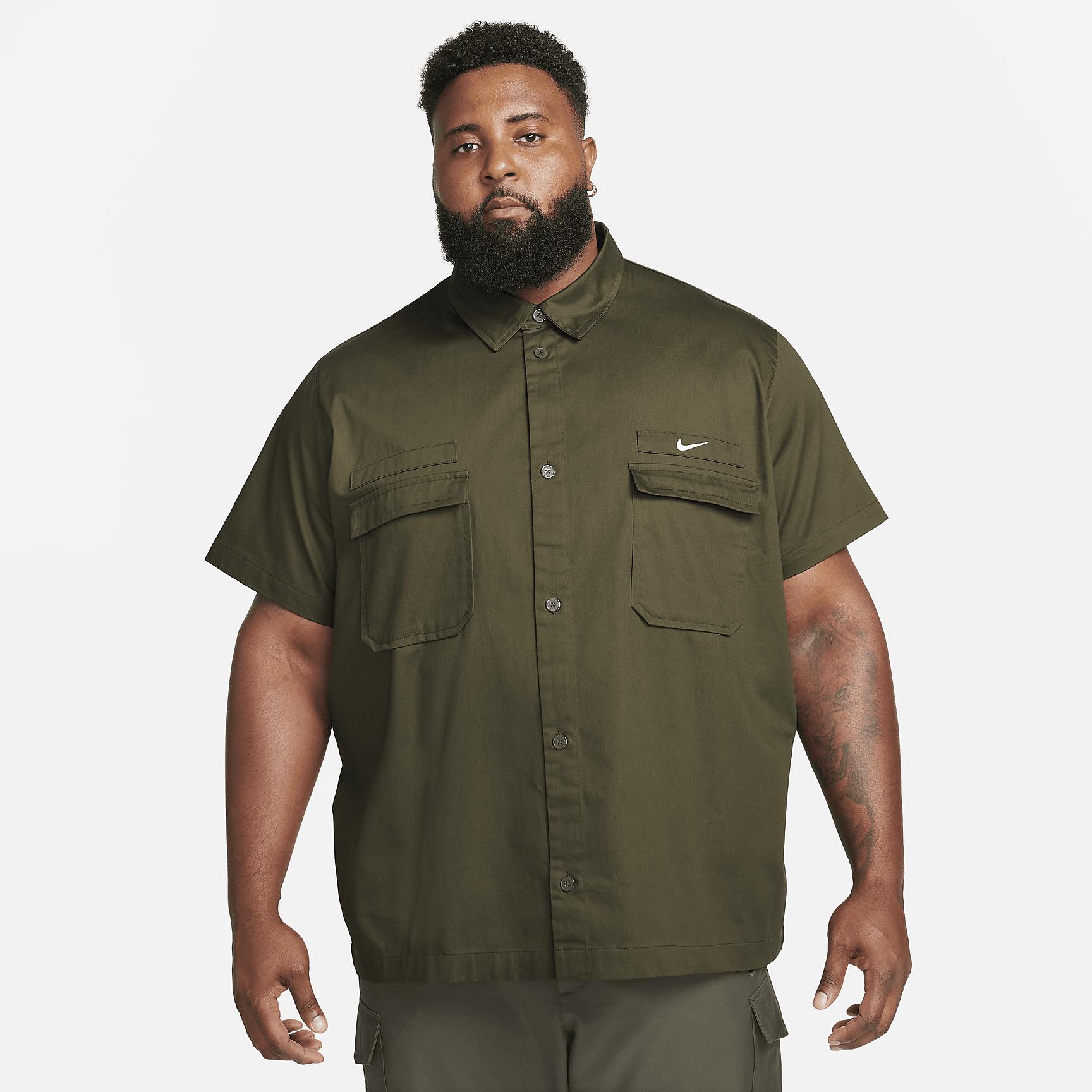 Nike Life Men's Woven Military Short-Sleeve Button-Down Shirt Product Image