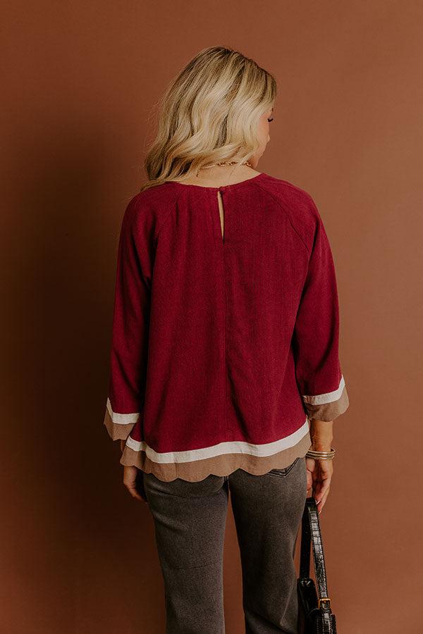 Chic Season Linen-Blend Scalloped Top Product Image